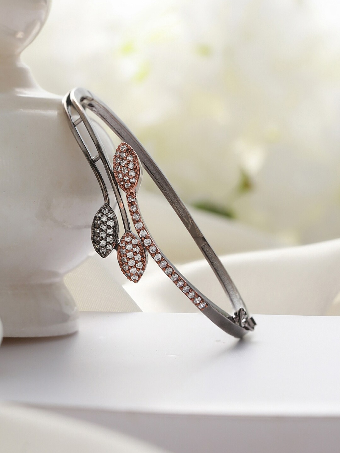 

Priyaasi Women Brass American Diamond Rose Gold-Plated Bangle-Style Bracelet