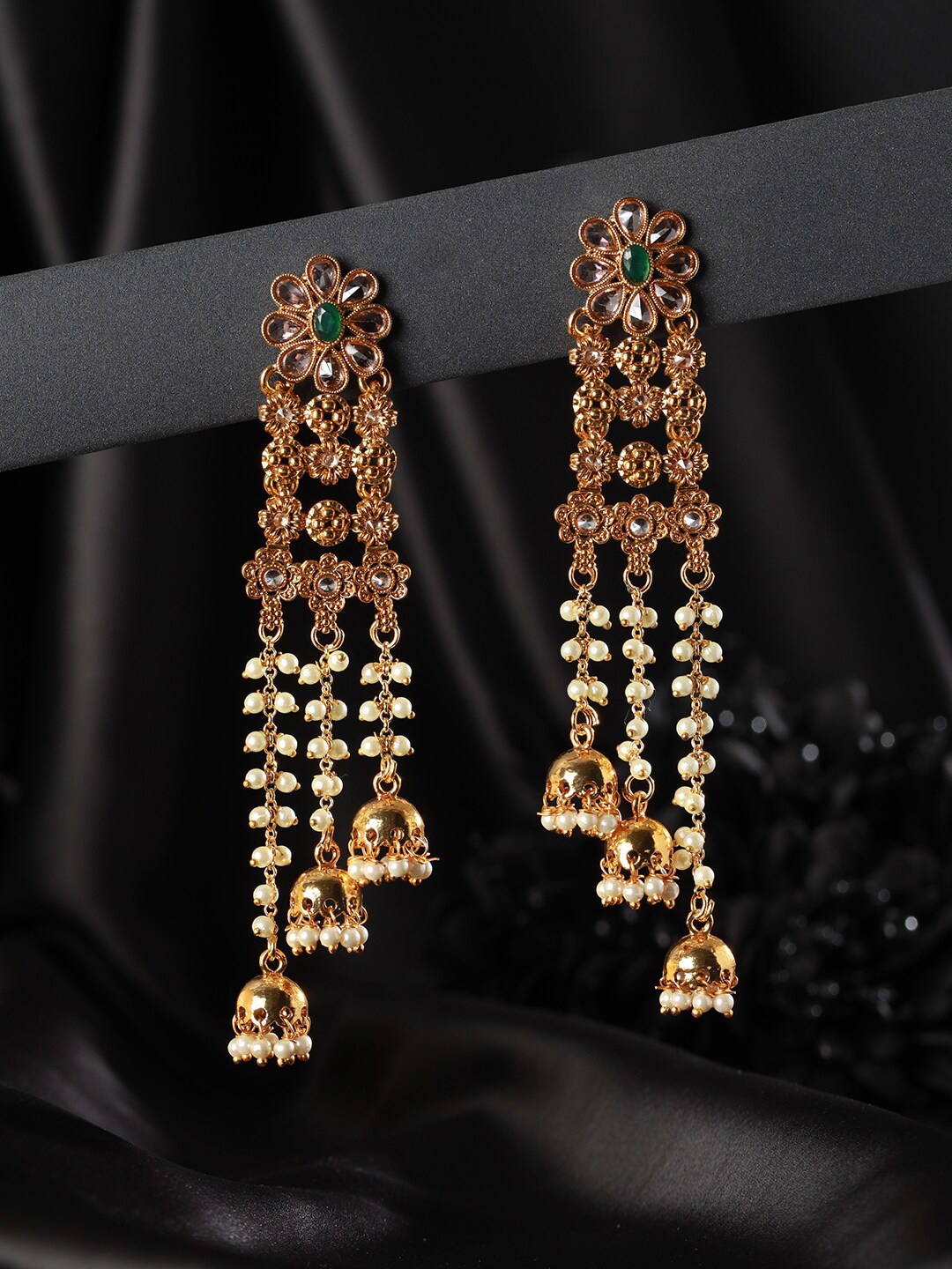 

Priyaasi Gold-Plated Contemporary Jhumkas Earrings