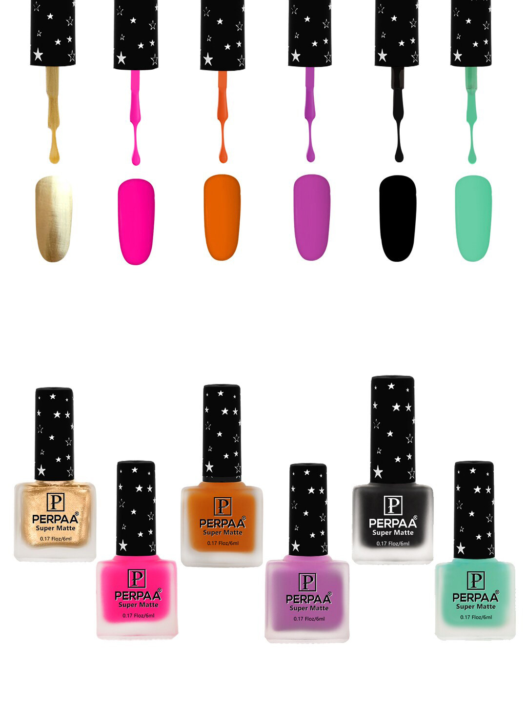 

PERPAA Set Of 6 Super Matte Gel Based Nail Polish - 6 ml Each, Pink