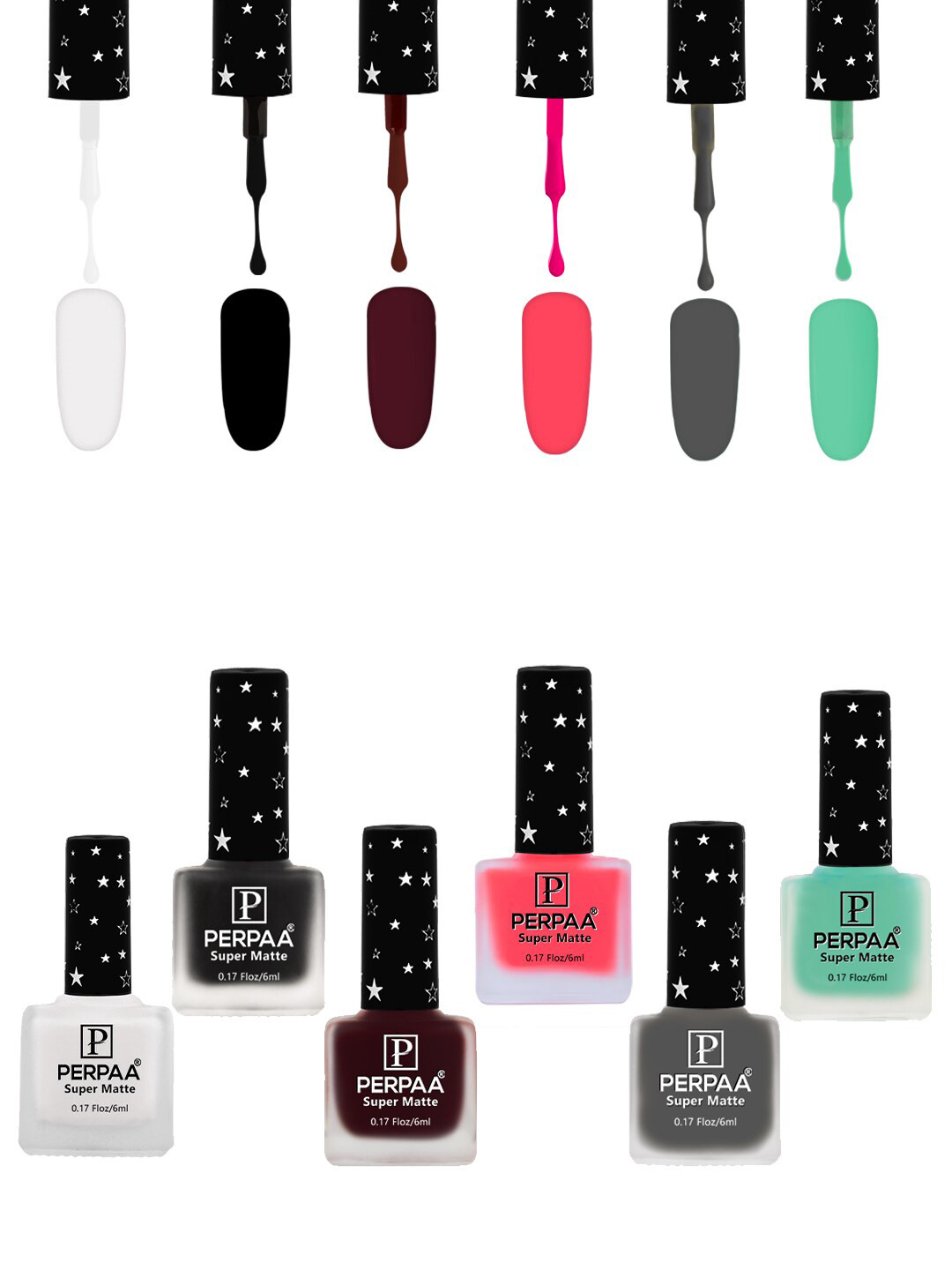 

PERPAA Super Matte Set Of 6 Quick-Dry & Long Lasting Matte Nail Polish - 6 ml Each, Yellow