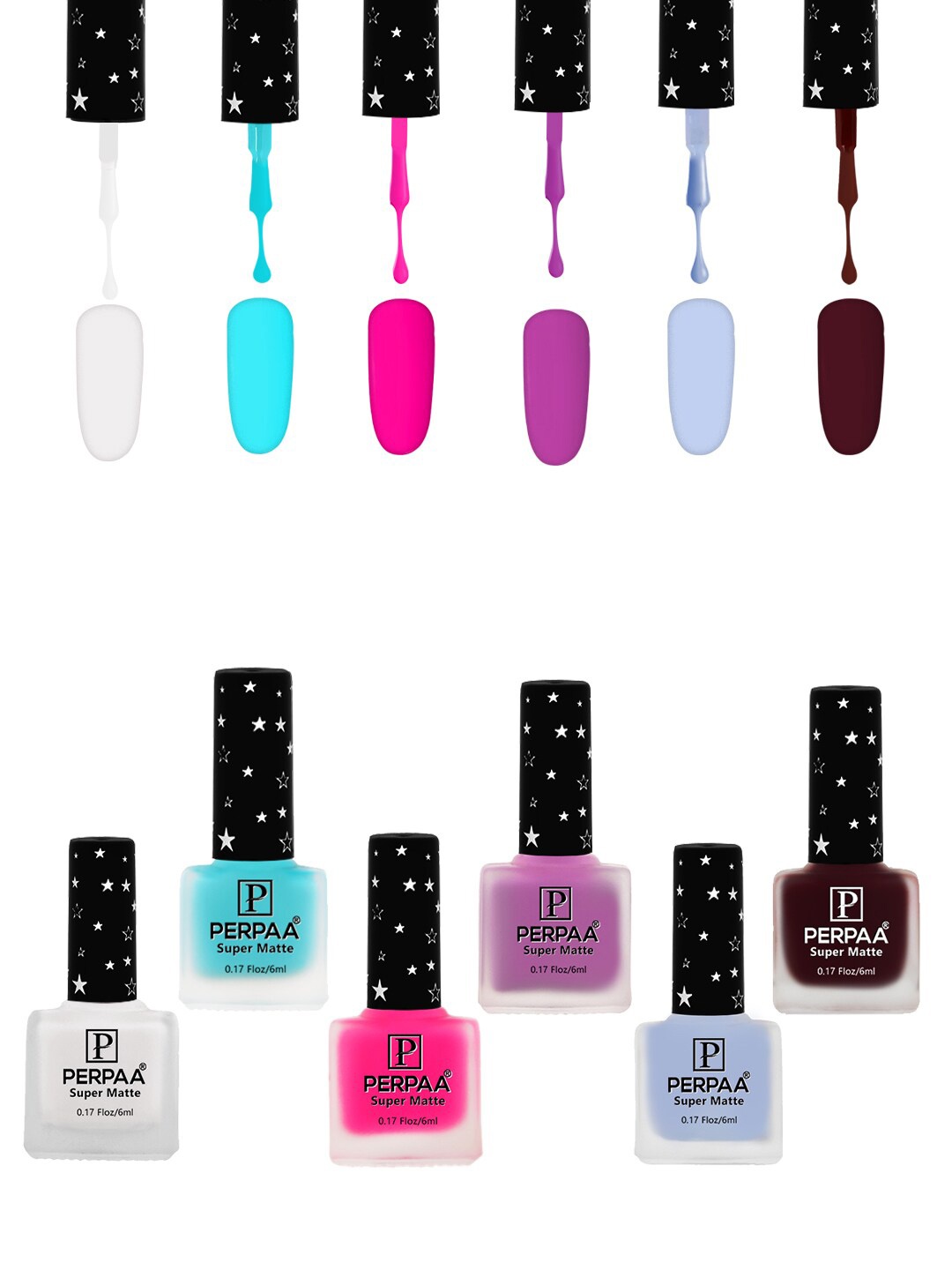 

PERPAA Set Of 6 Super Matte Gel Based Nail Polish - 6 ml Each, Multi