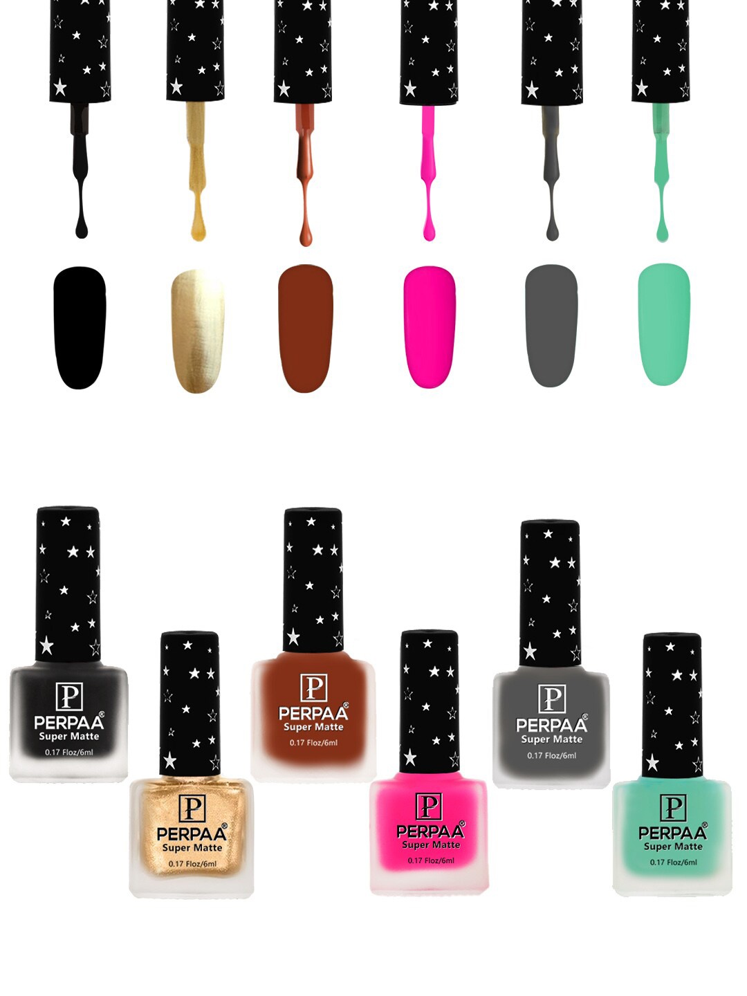 

PERPAA Set Of 6 Super Matte Gel Based Nail Polish - 6 ml Each, Multi