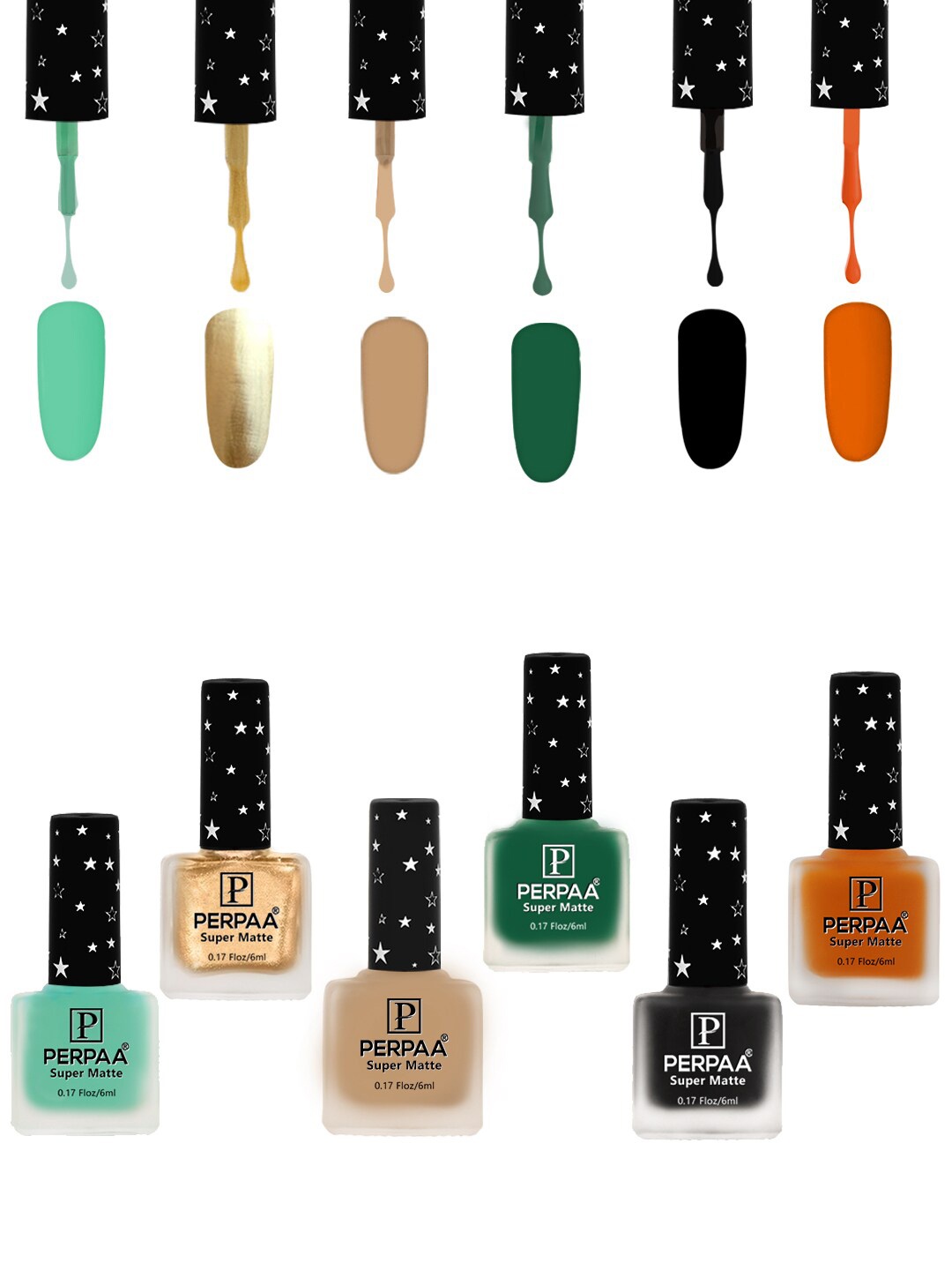 

PERPAA Set Of 6 Super Matte Gel Based Nail Polish - 6 ml Each, Multi