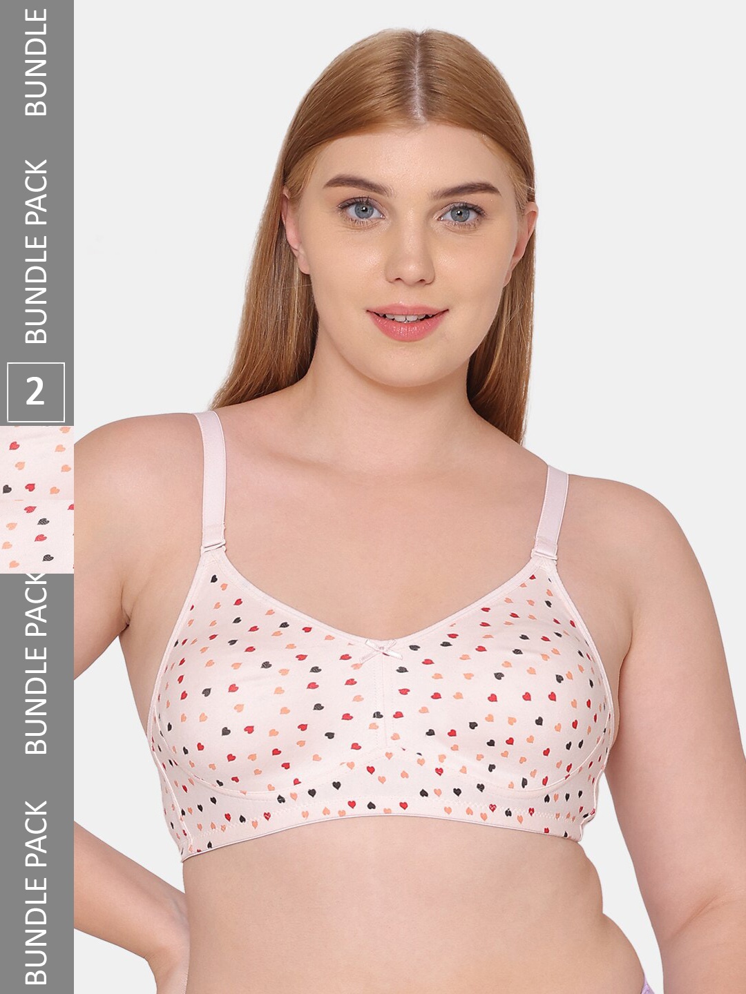 

Tweens Printed Non-Padded Cotton Minimizer Bra, Peach