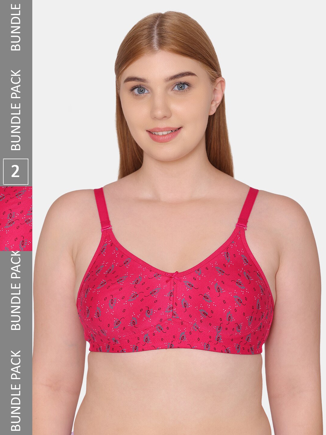 

Tweens Printed Non-Padded Cotton Minimizer Bra, Pink