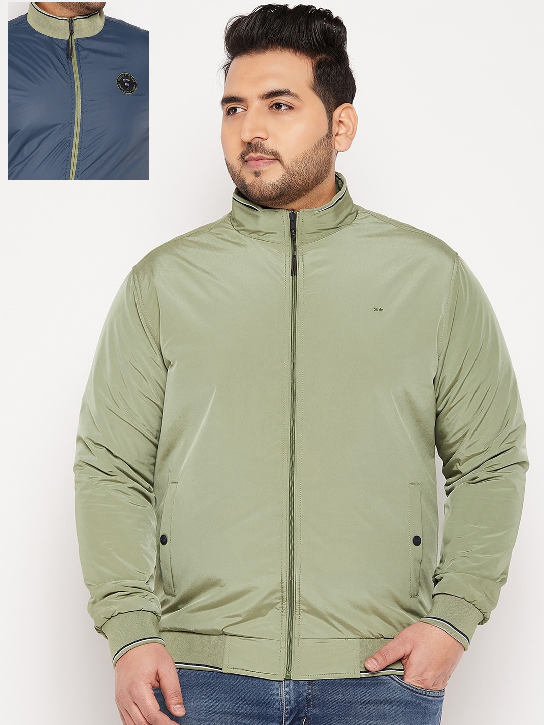 

Okane Men Plus Size Reversible Bomber Jacket, Olive