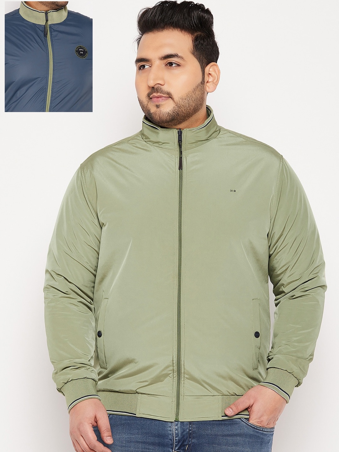 

Okane Men Plus Size Reversible Bomber Jacket, Olive