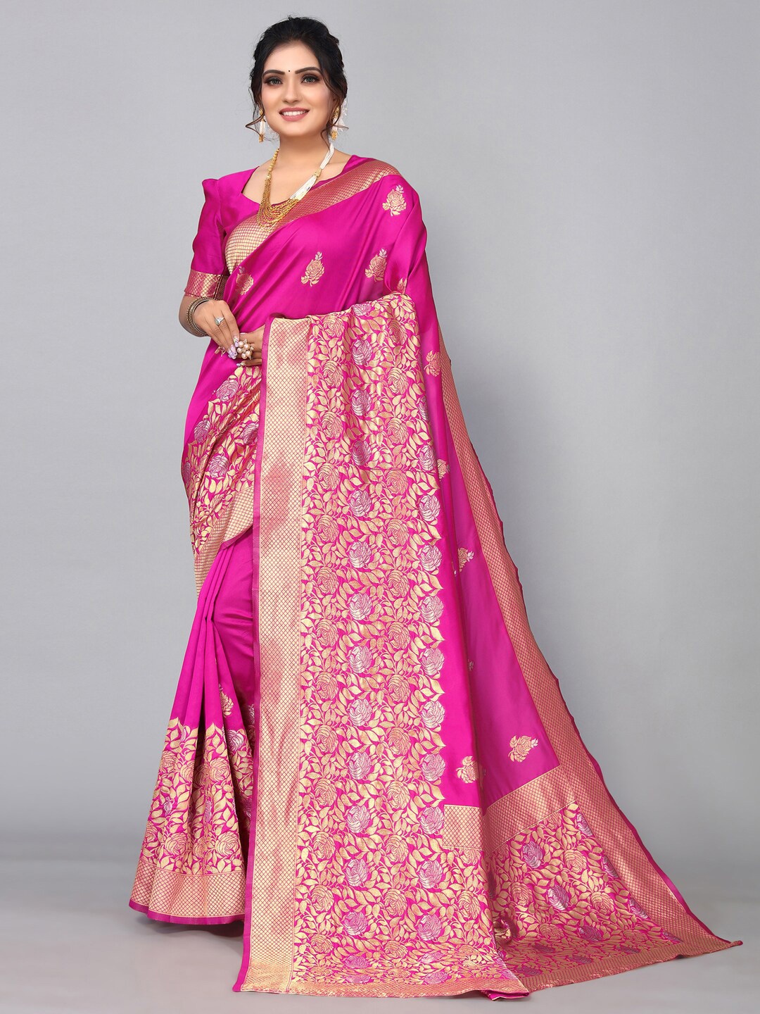 

Mitera Woven Design Zari Banarasi Saree, Pink