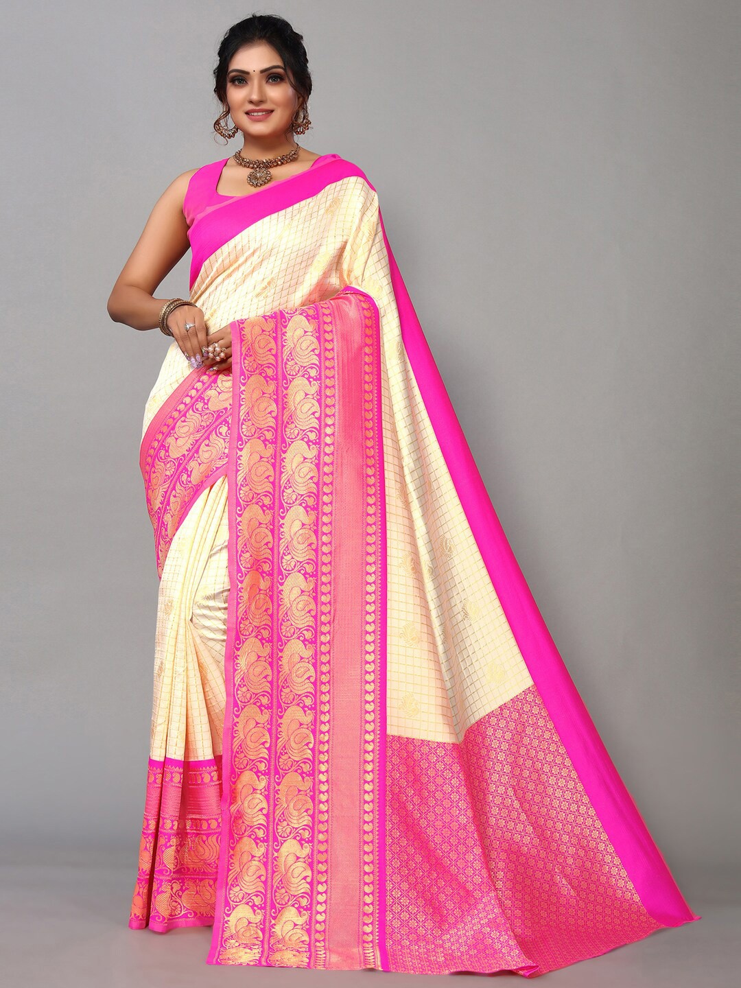

Mitera Woven Design Zari Banarasi Saree, Pink