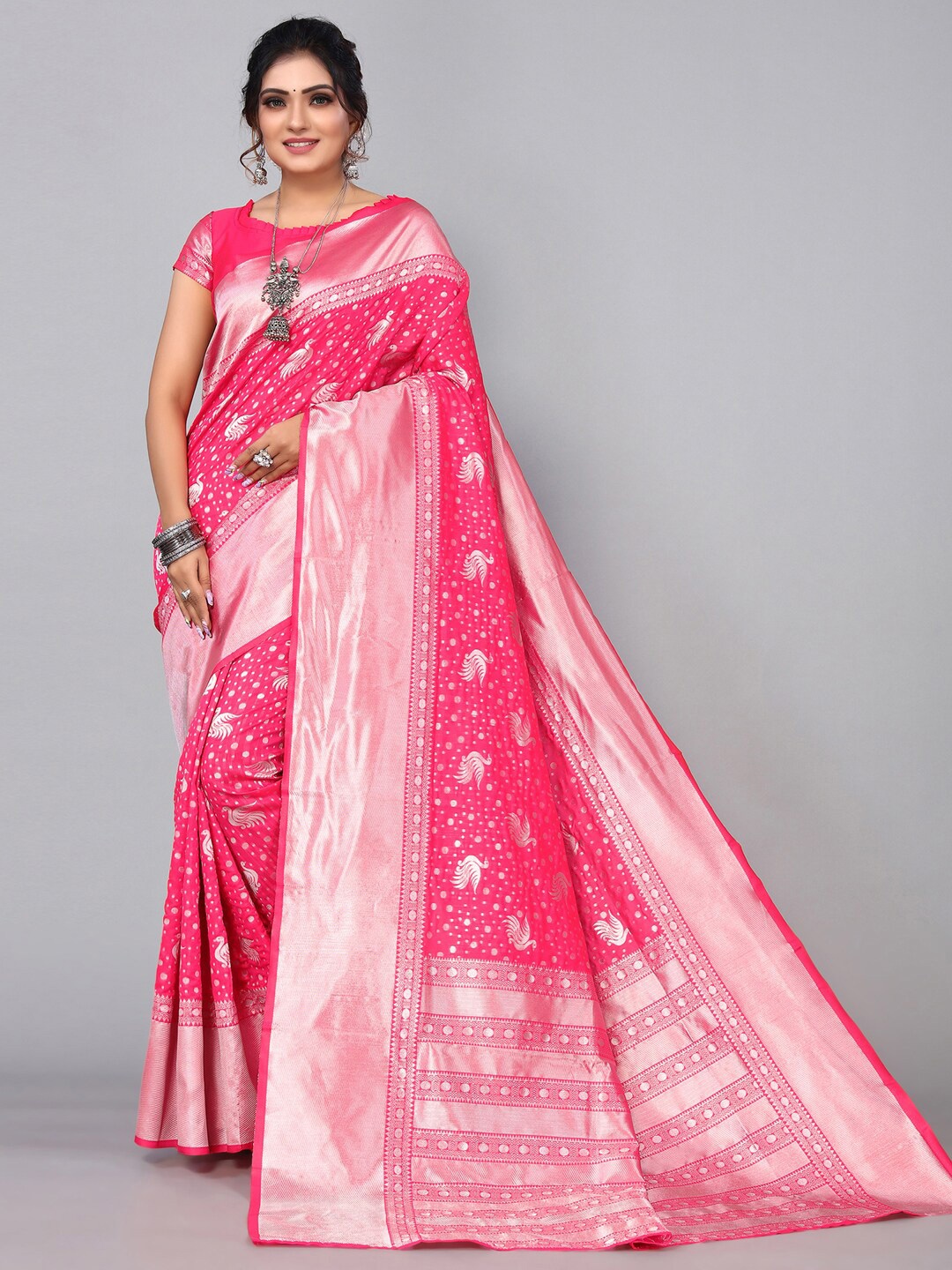 

Mitera Woven Design Zari Banarasi Saree, Pink