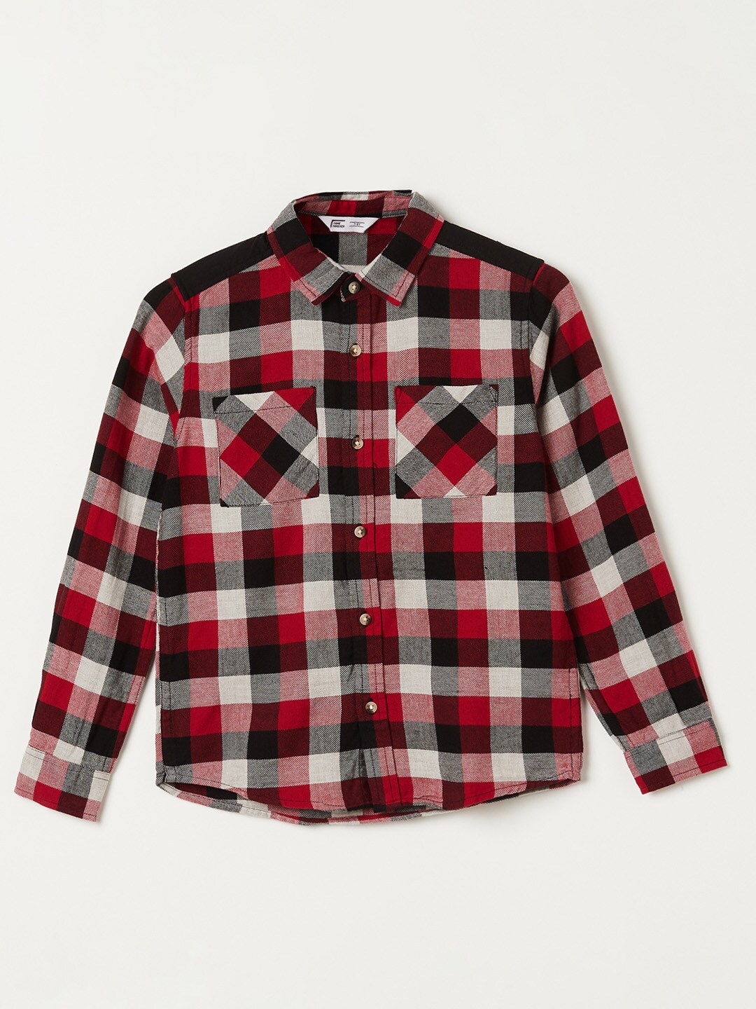 

Fame Forever by Lifestyle Boys Buffalo Checked Casual Pure Cotton Shirt, Red