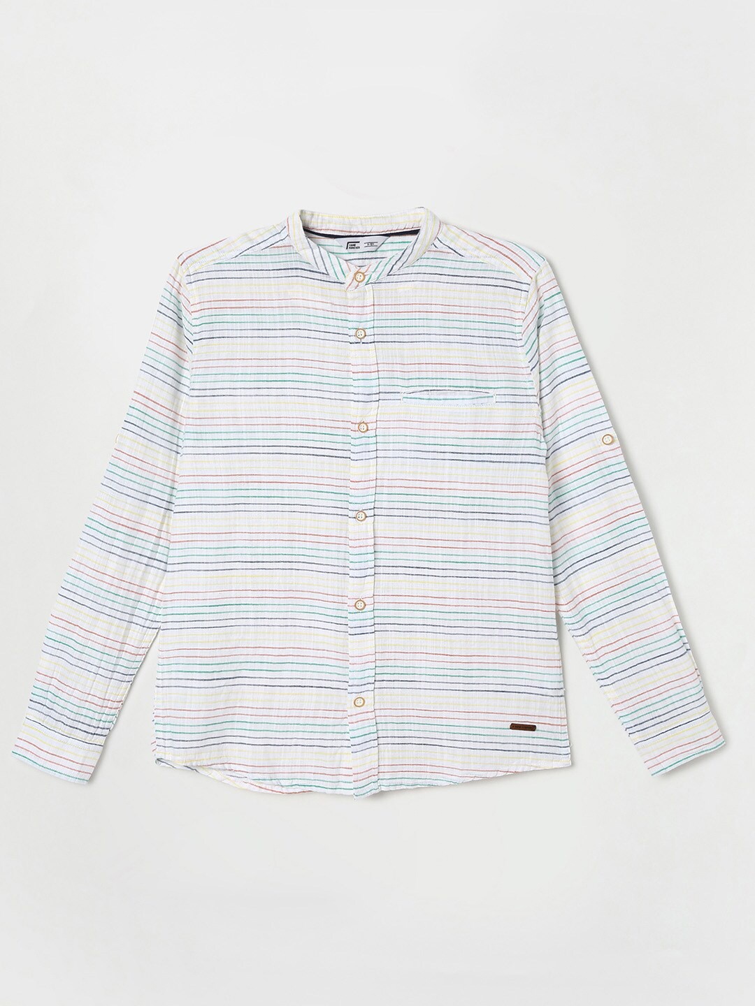 

Fame Forever by Lifestyle Boys Horizontal Striped Casual Pure Cotton Shirt, White