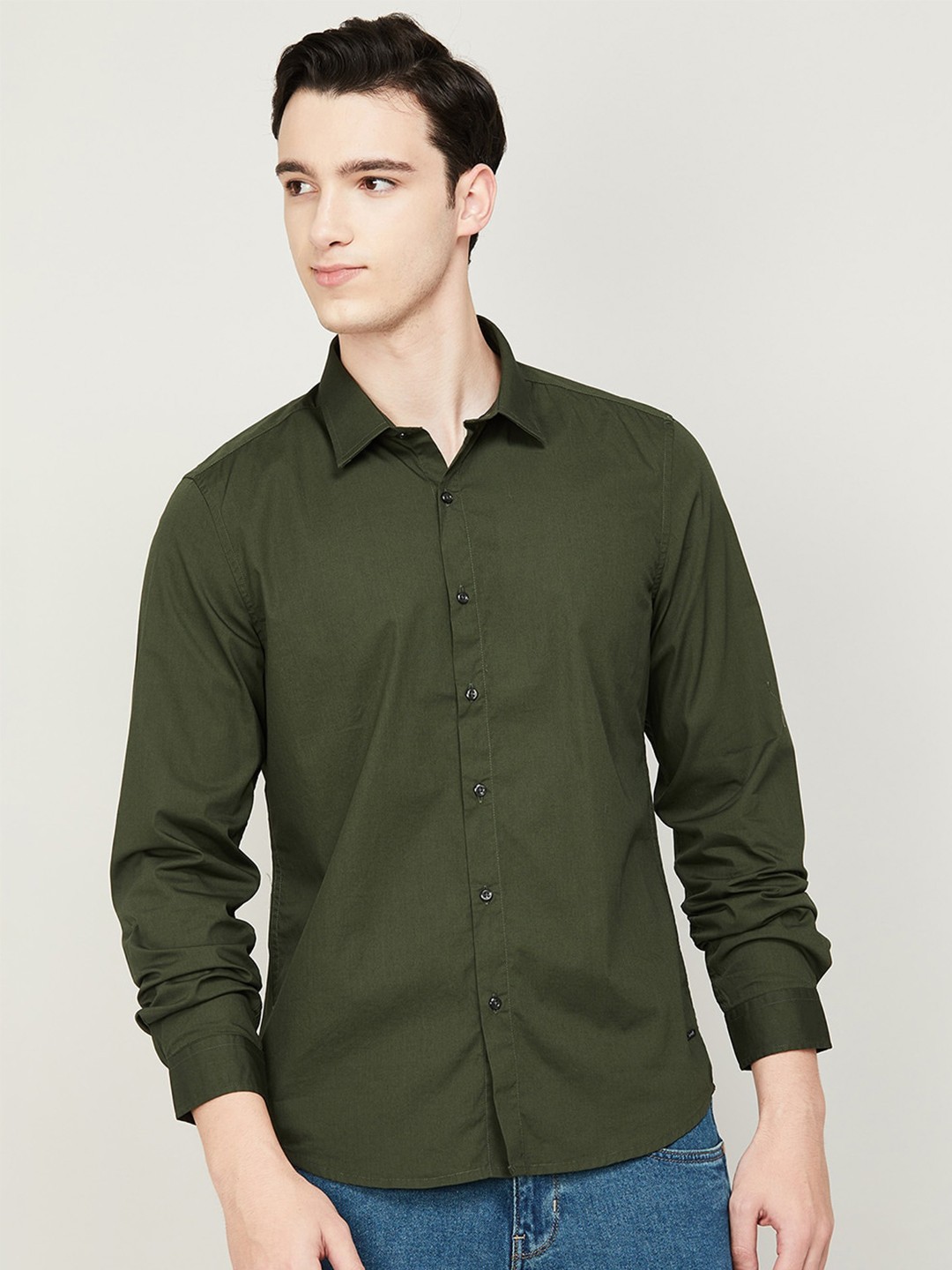 

Bossini Men Casual Cotton Shirt, Olive