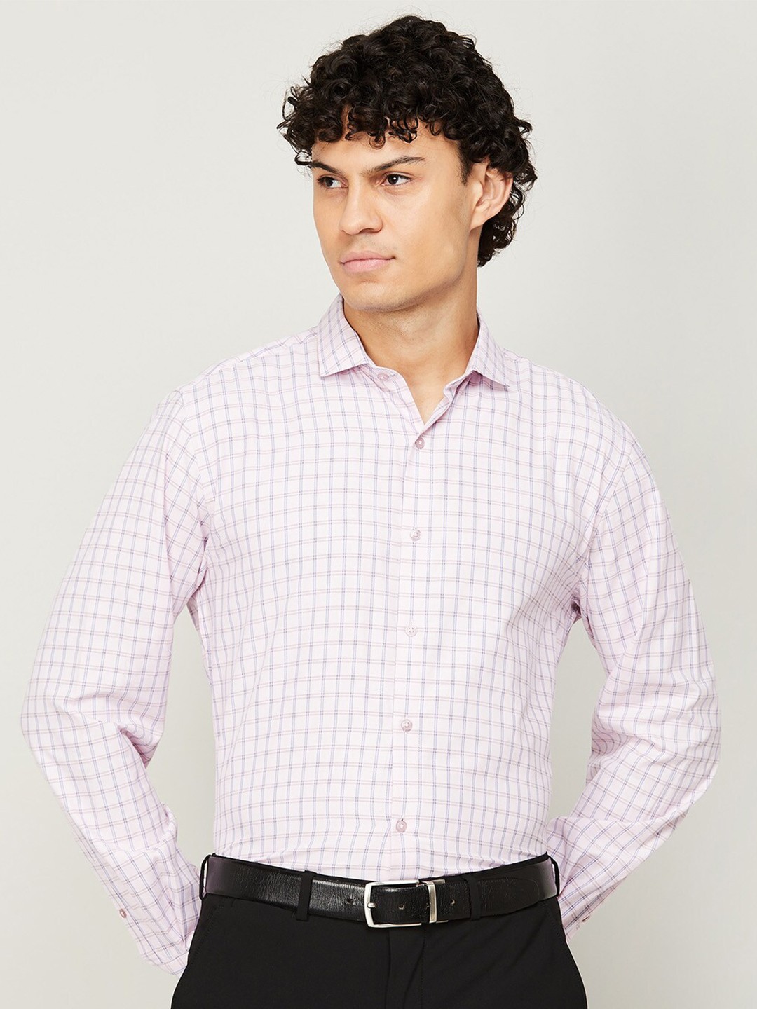 

CODE by Lifestyle Men Grid Tattersall Checked Formal Cotton Shirt, Pink