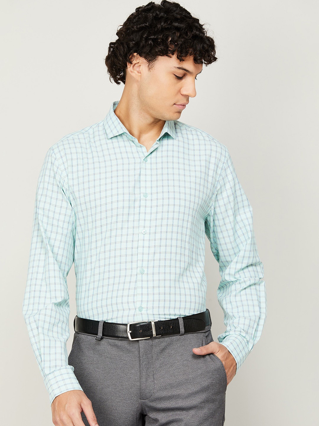 

CODE by Lifestyle Men Grid Tattersall Checked Formal Cotton Shirt, Green