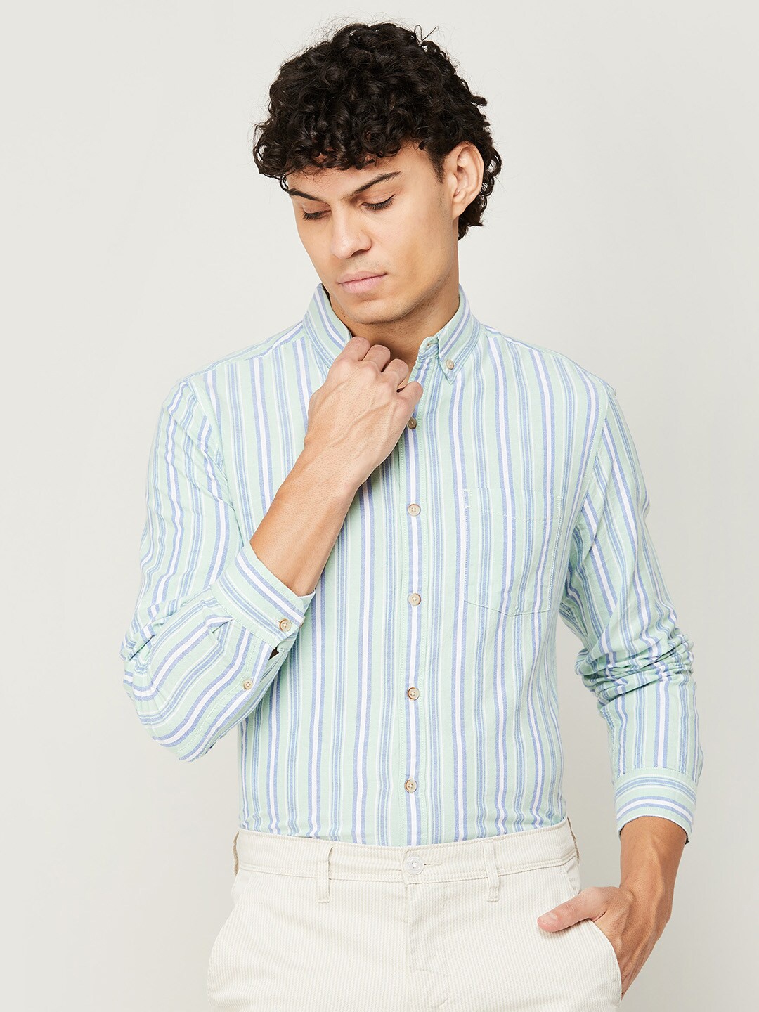 

Fame Forever by Lifestyle Men Striped Casual Shirt, Blue