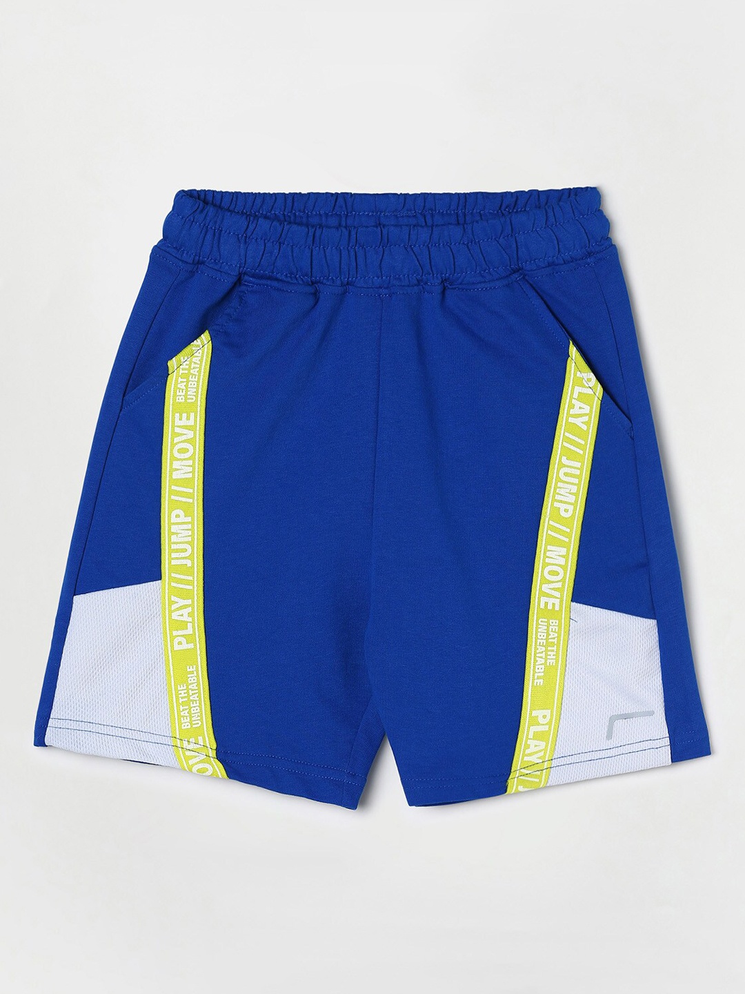 Fame Forever by Lifestyle Boys Colourblocked Pure Cotton Sports Shorts, Blue