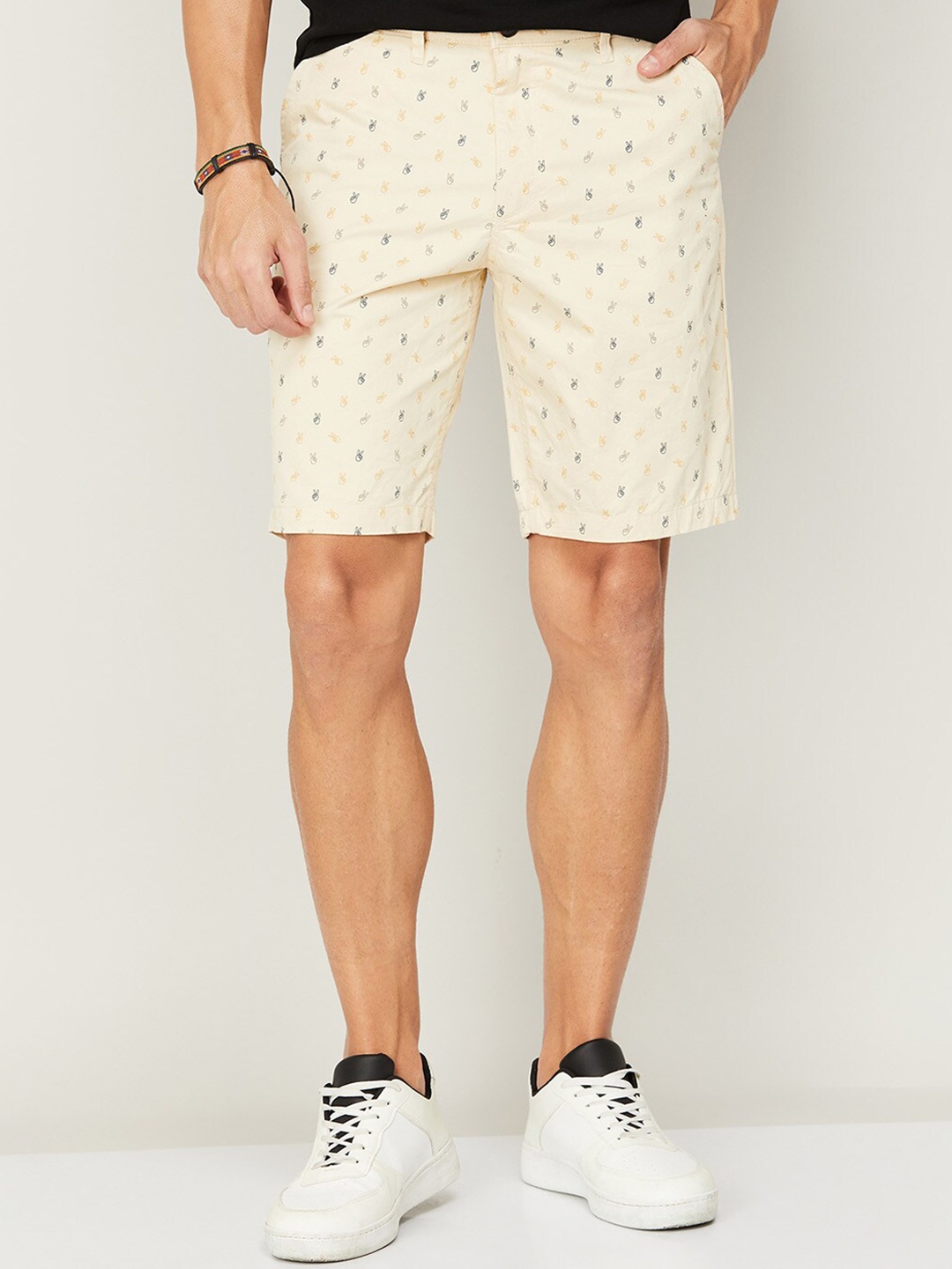 

Fame Forever by Lifestyle Men Printed Cotton Mid-Rise Chino Shorts, Beige
