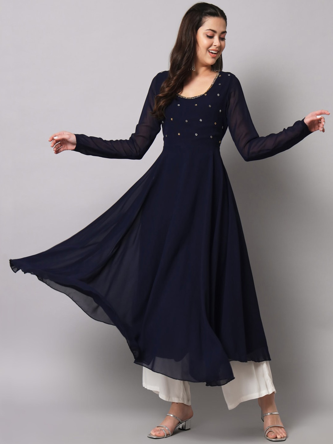 

Poshak Hub Women Yoke Design Anarkali Kurta, Blue