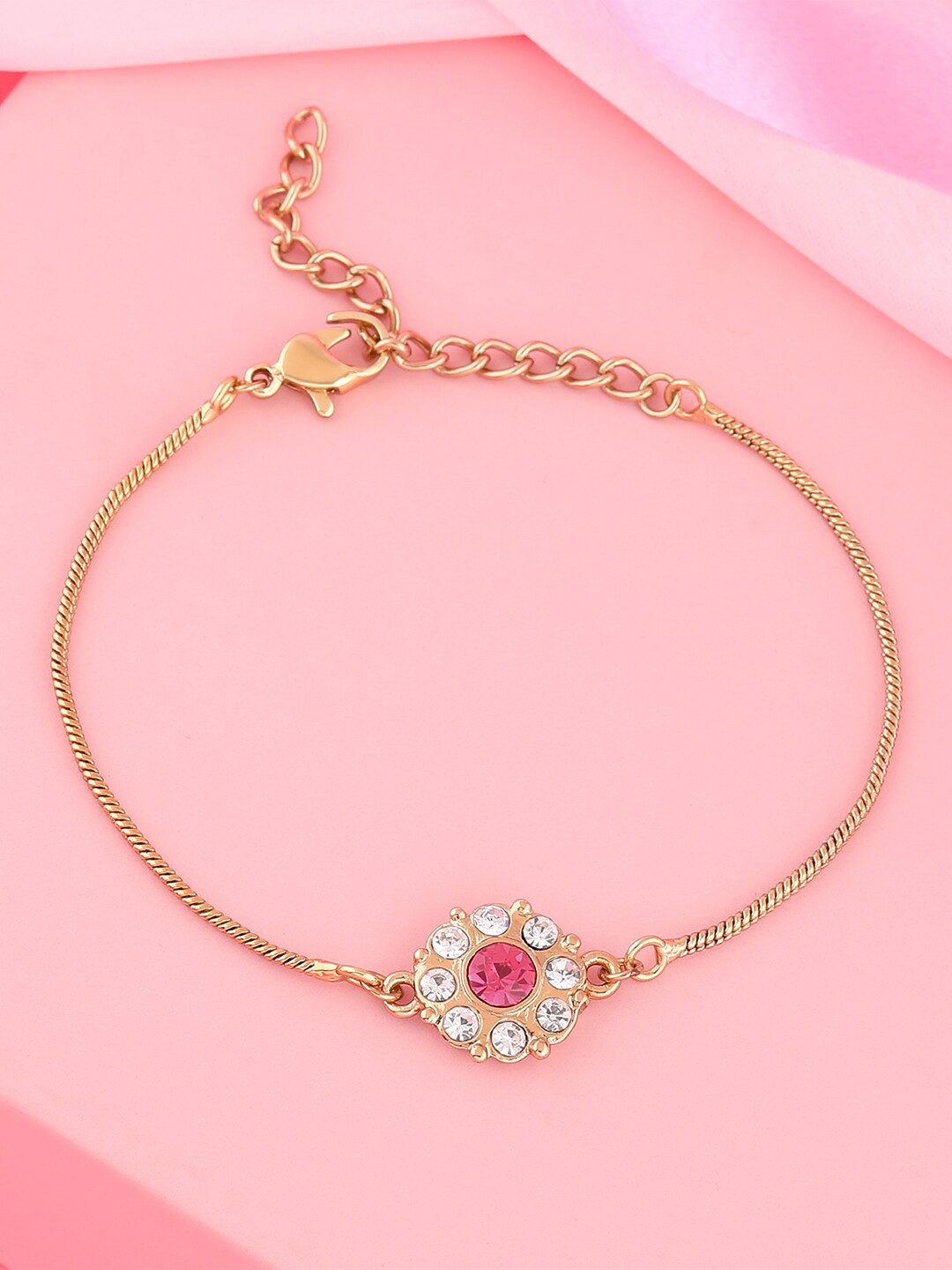 

Estele Women Gold-Plated Crystals Charm Bracelet, White
