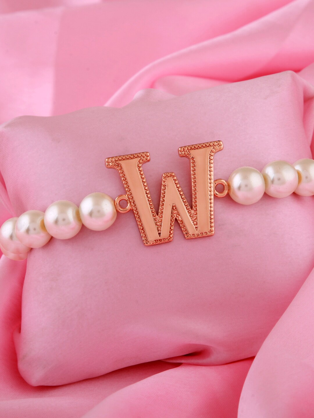 

Estele Women Rose Gold-Plated Pearls Bracelet, White