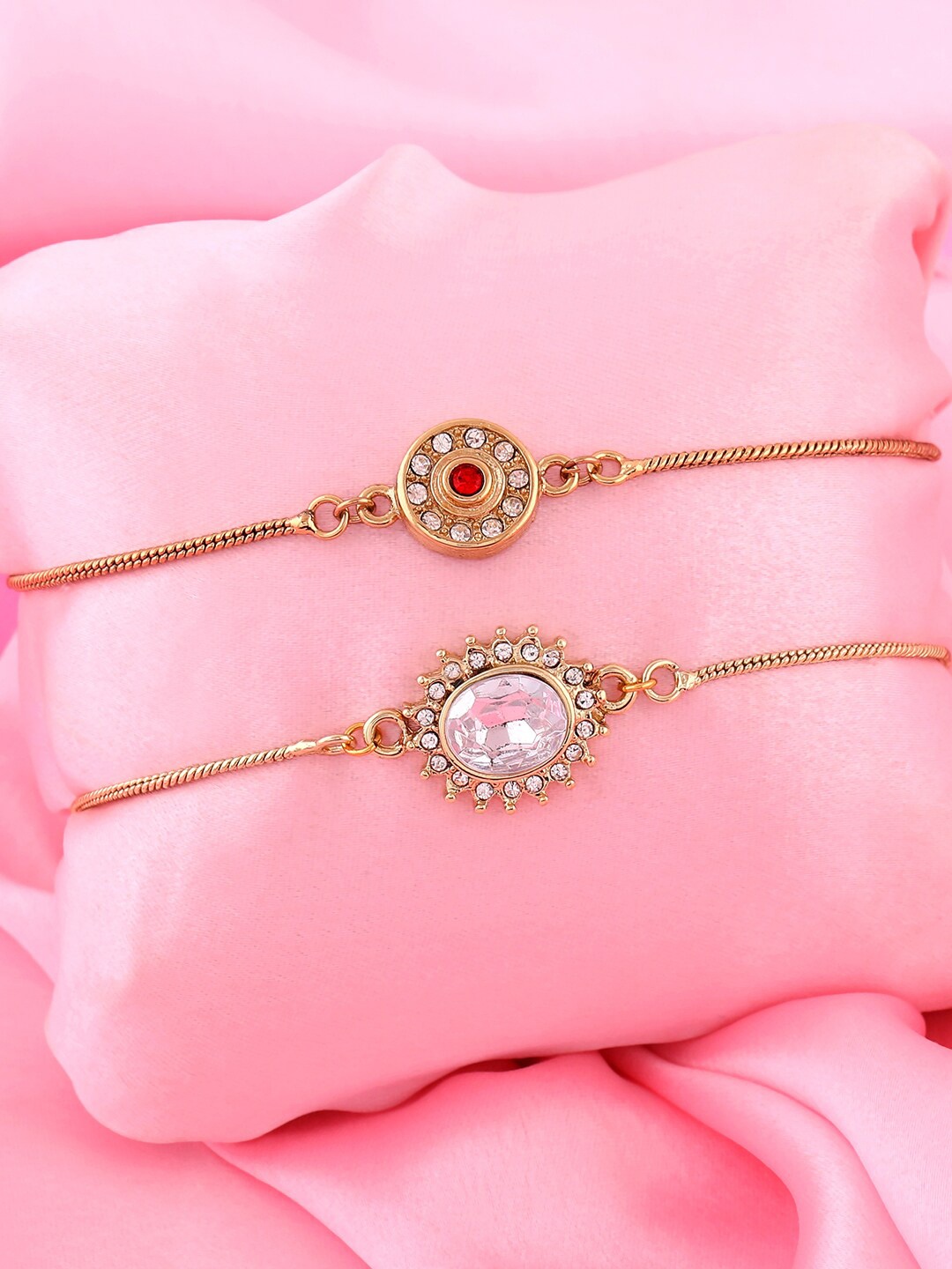 

Estele Women Set Of 2 Gold-Plated Charm Bracelet