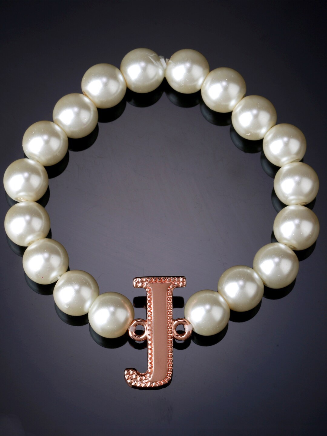 

Estele Women Rose Gold-Plated Pearls Bracelet, White