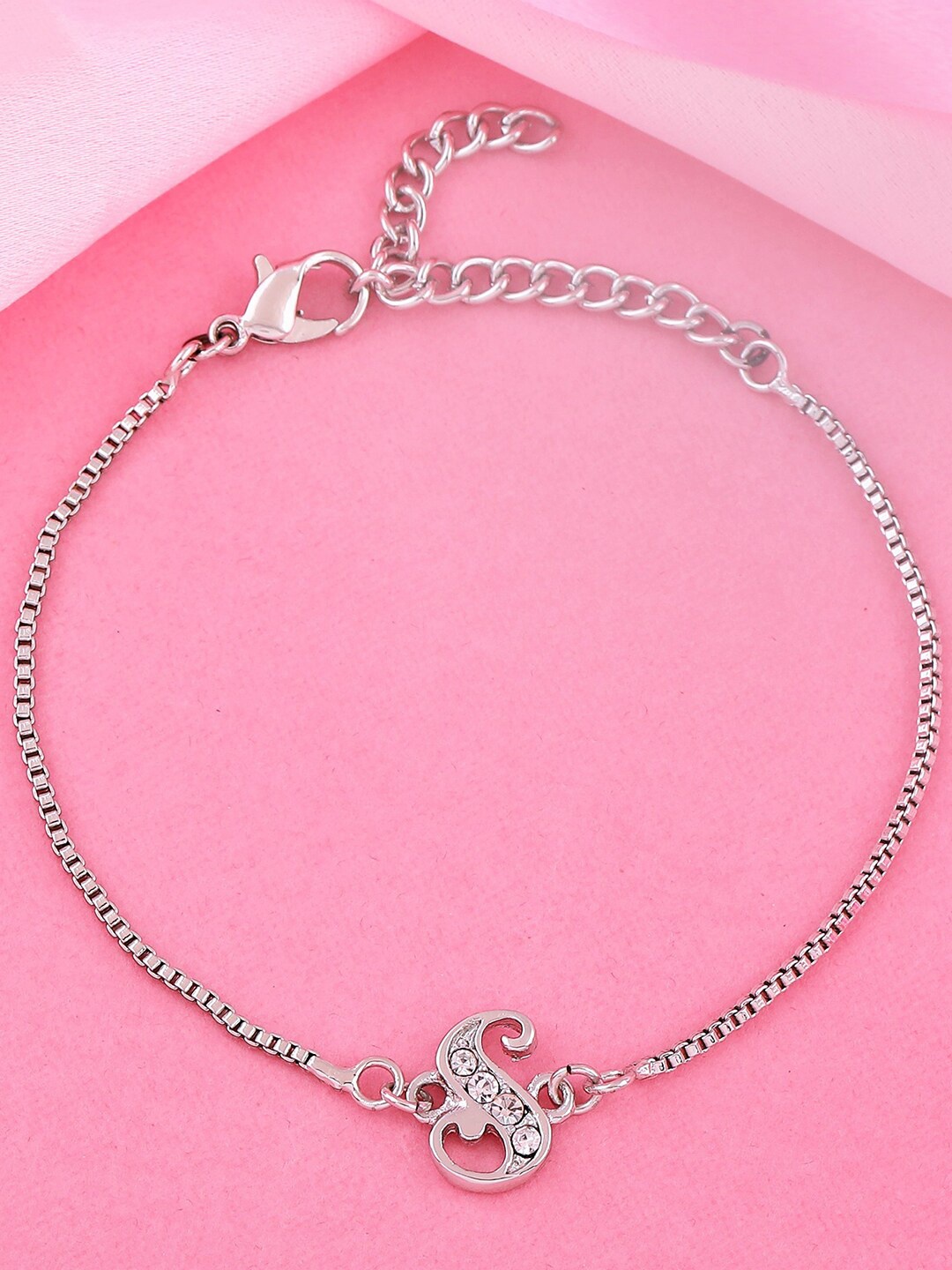

Estele Women Silver-Plated Charm Bracelet, White