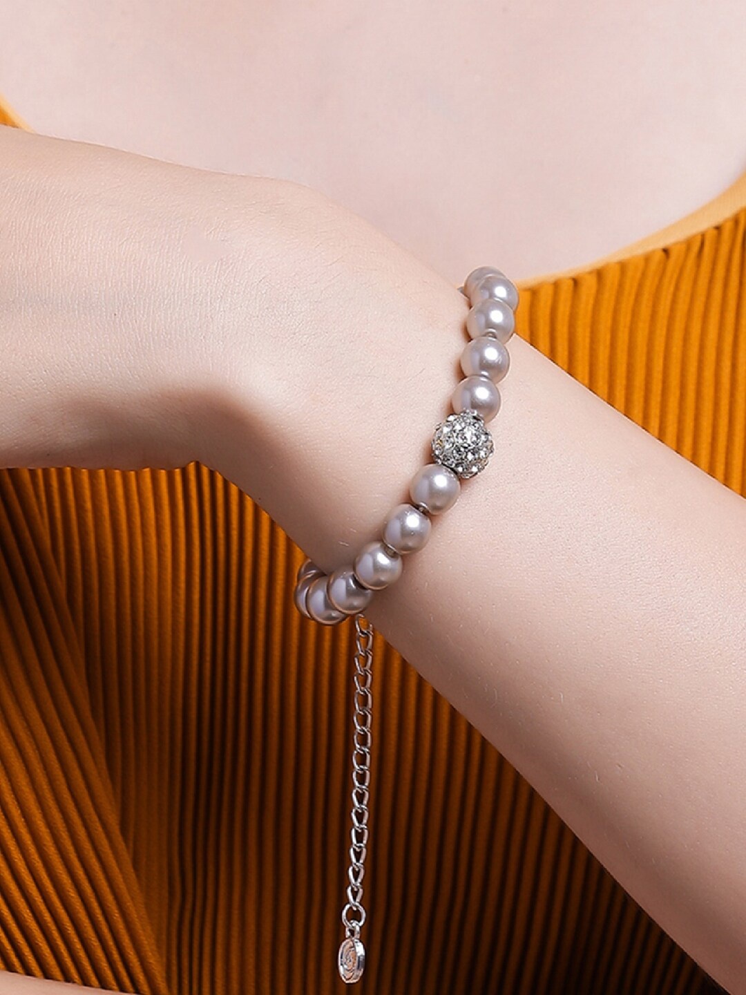 

Estele Women Pearls Silver-Plated Wraparound Bracelet, White