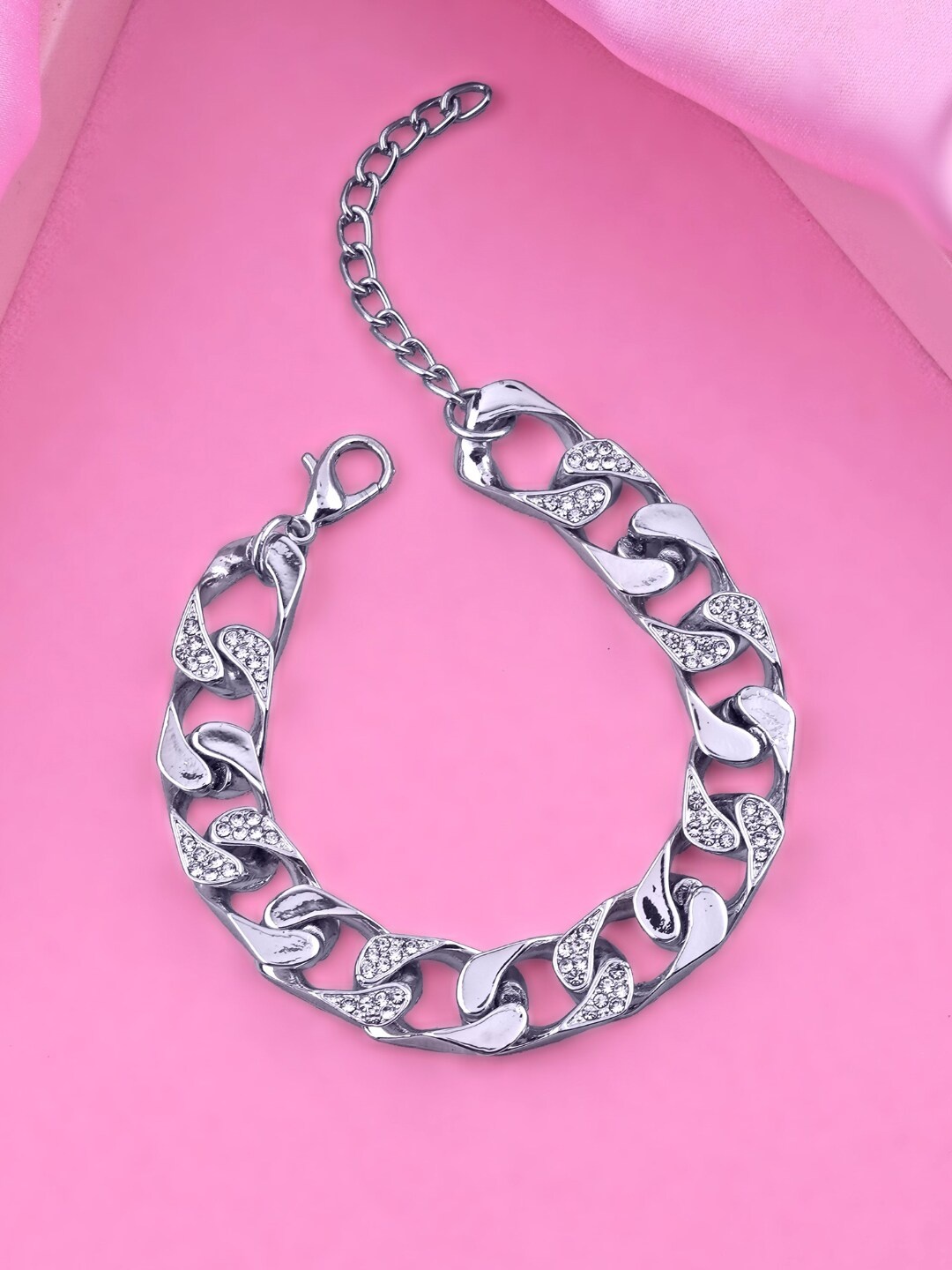 

Estele Women Silver-Plated Link Bracelet, White