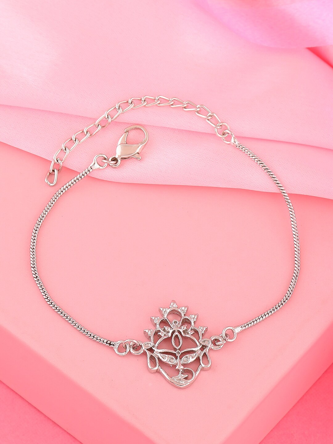

Estele Women Silver-Plated Charm Bracelet, White