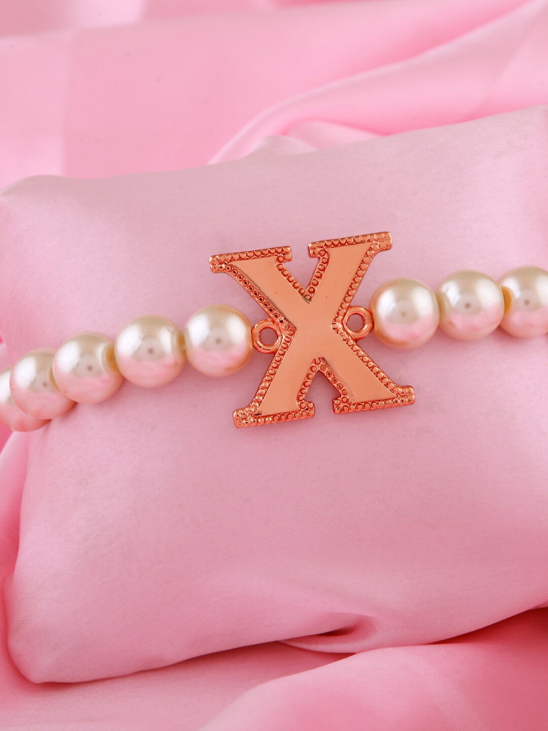 

Estele Women Rose Gold-Plated Pearls Bracelet, White