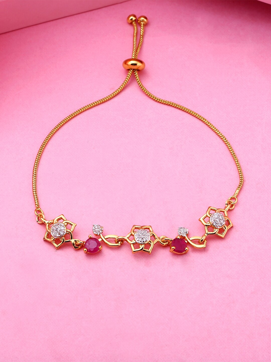 

Estele Women Gold-Plated Wraparound Bracelet, Pink