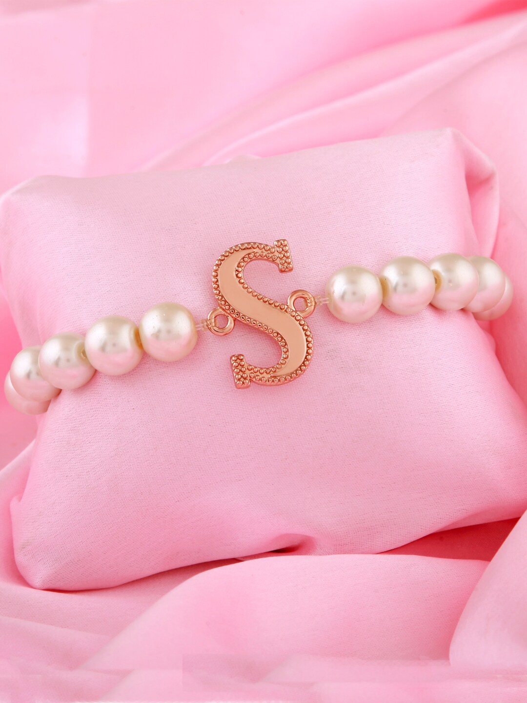 

Estele Women Rose Gold-Plated Pearls Bracelet, White