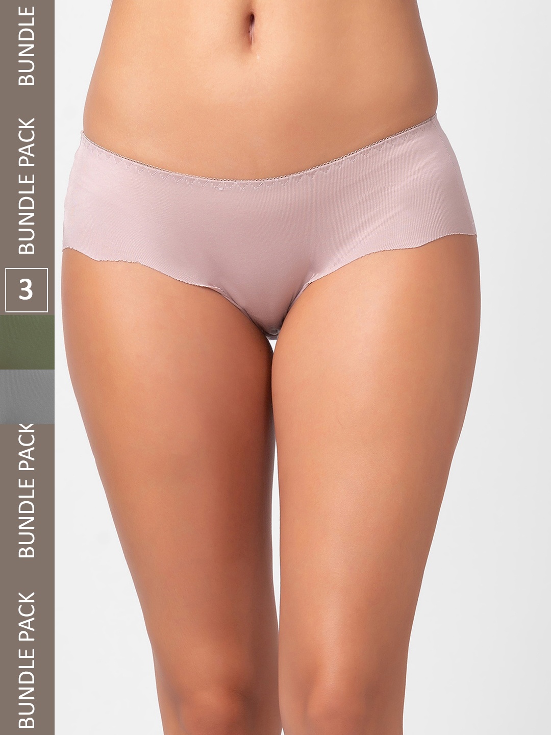 

FashionRack Women Pack Of 3 Seamless Hipster Cotton Briefs 3801_SGrG, Pink