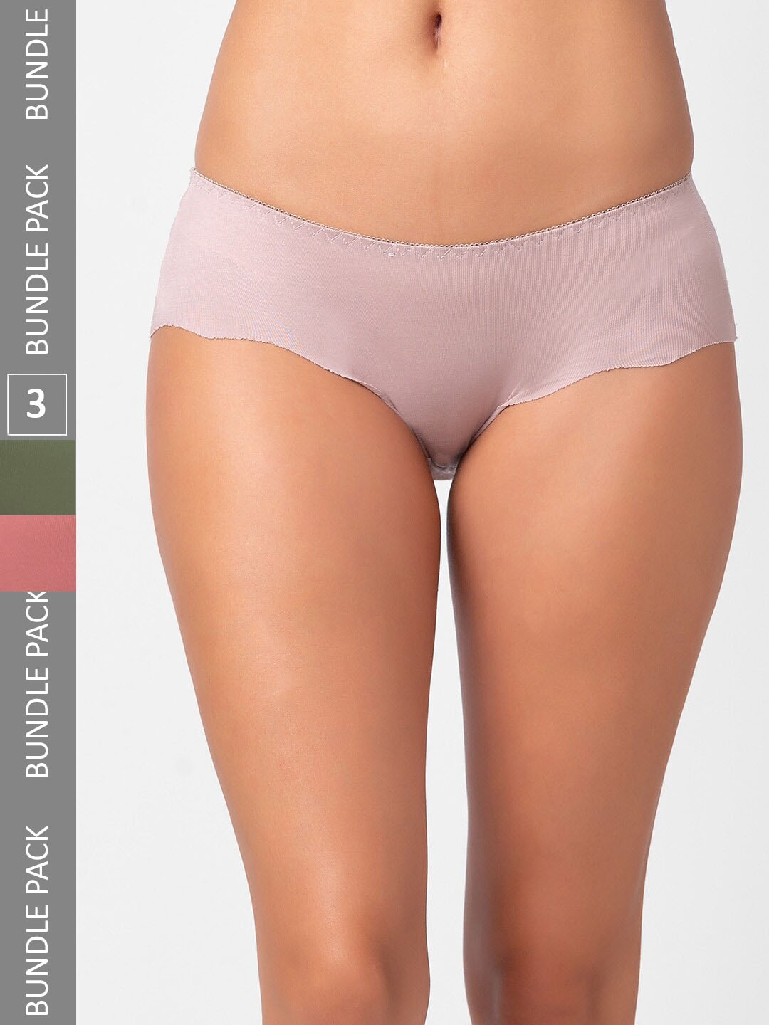 

FashionRack Women Pack Of 3 Seamless Hipster Cotton Briefs 3801_SGrPi, Lavender