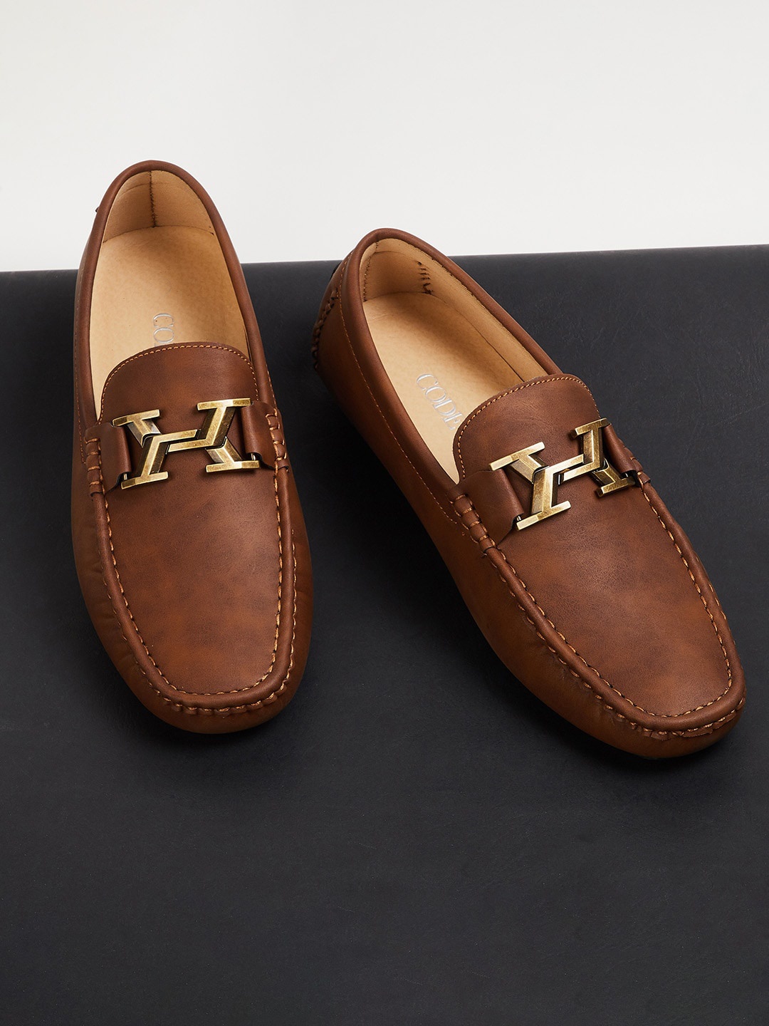 

CODE by Lifestyle Men Buckle Detail Loafers, Brown