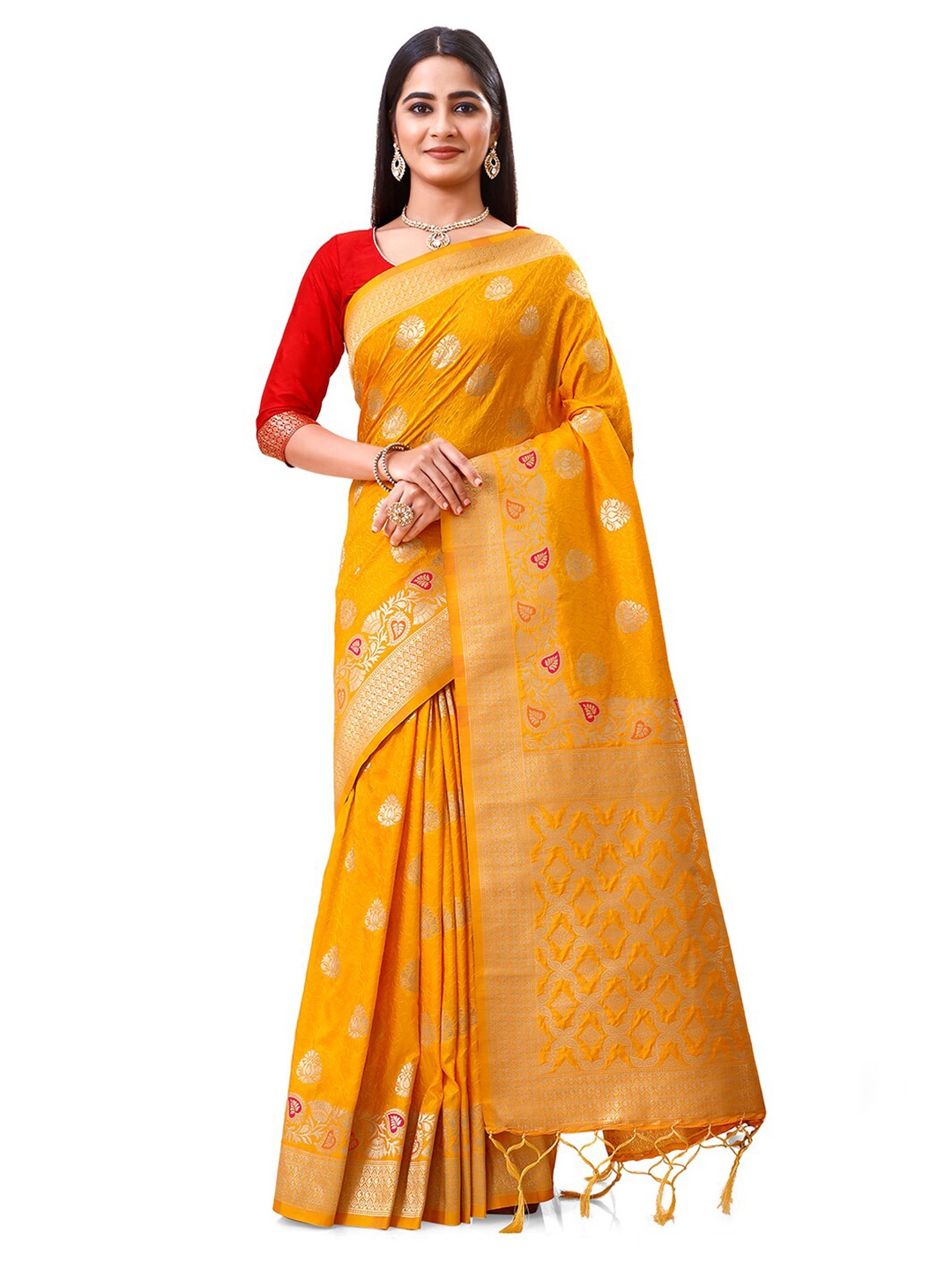 

elora Woven Design Zari Banarasi Saree, Orange