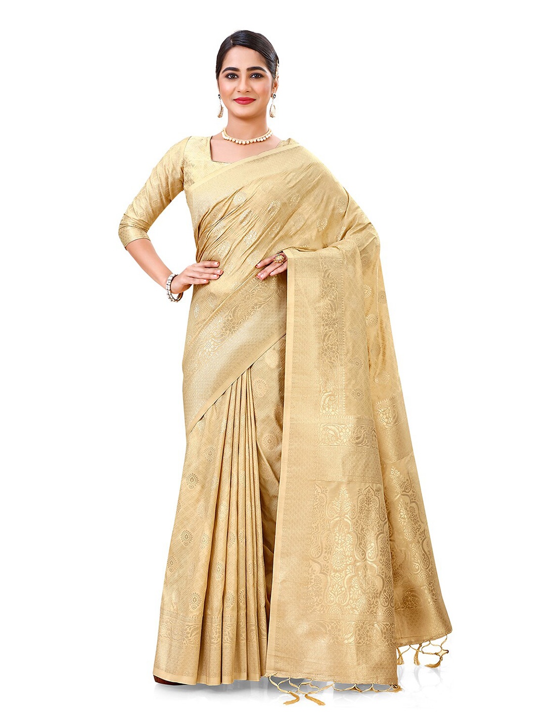 

elora Woven Design Zari Banarasi Saree, Beige