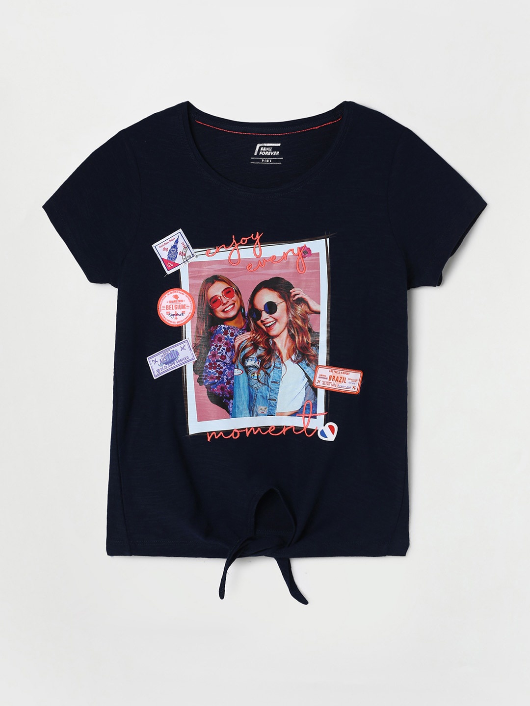 

Fame Forever by Lifestyle Girls Printed Pure Cotton T-shirt, Navy blue