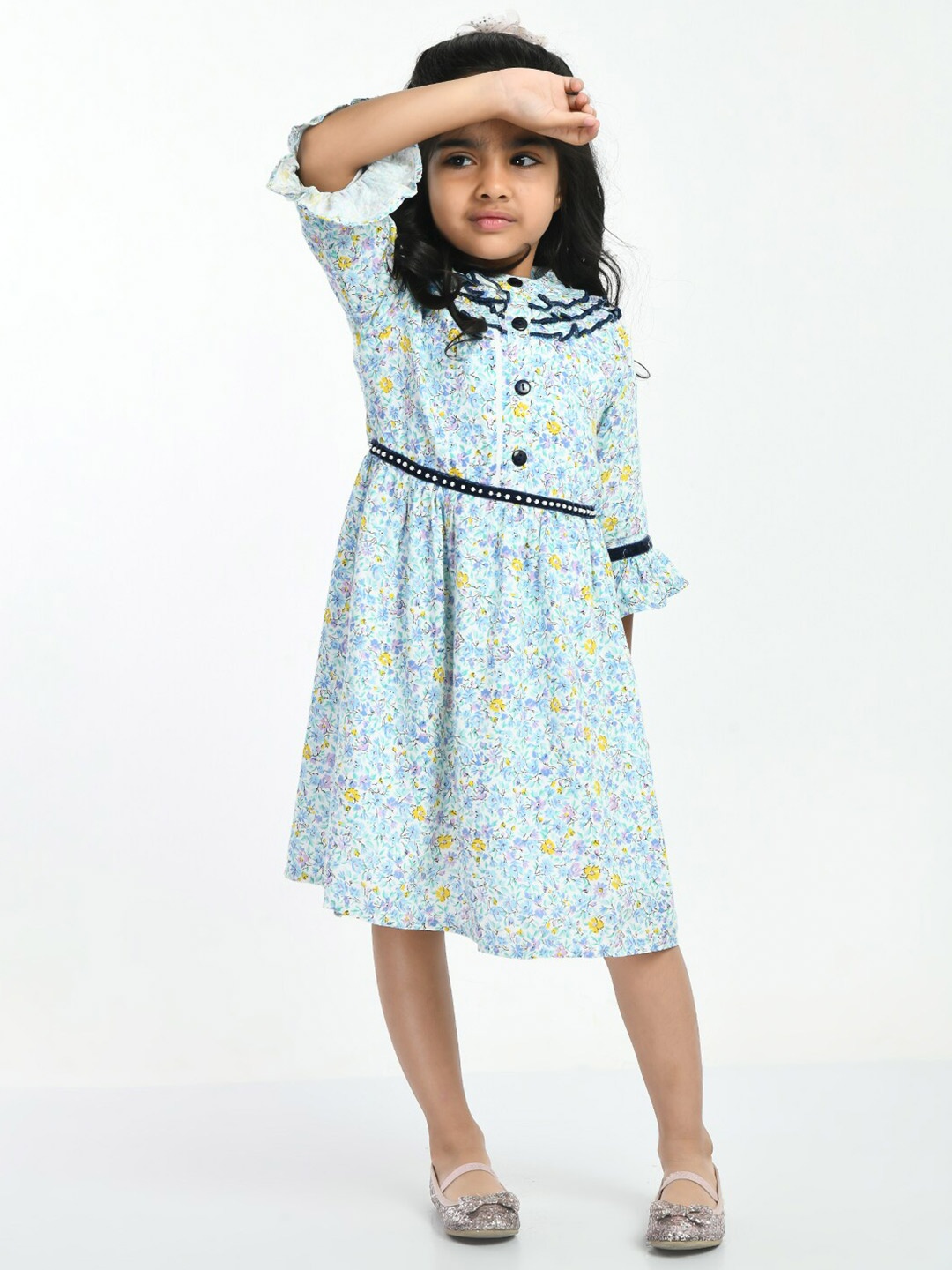 

Bella Moda Floral A-Line Dress, Blue