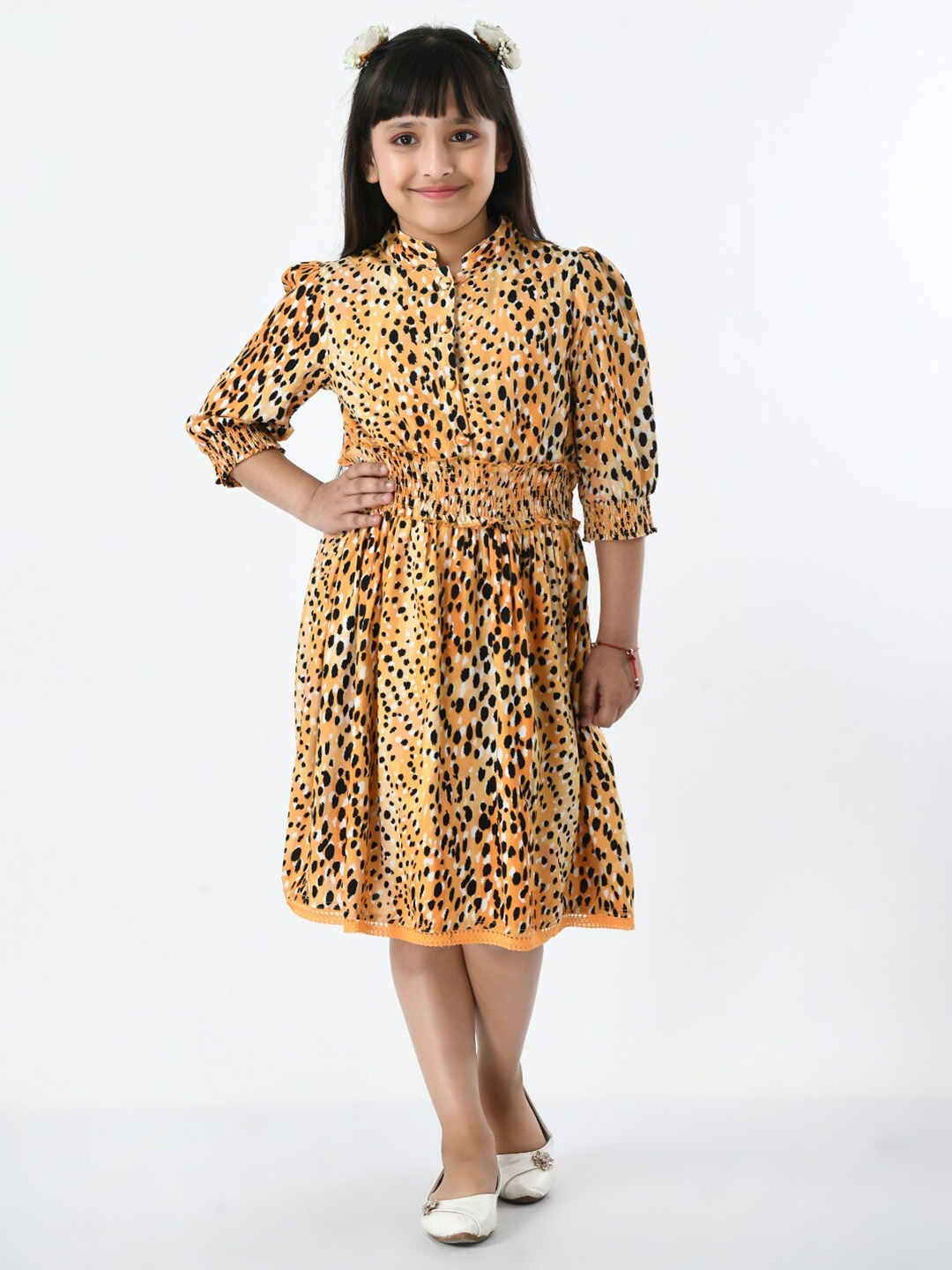 

Bella Moda Animal Printed Fit & Flare Cotton Dress, Mustard