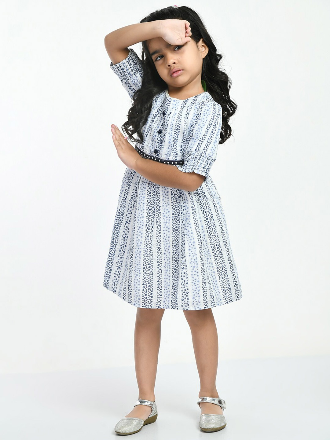 

Bella Moda Girls Floral Cotton Dress, Blue