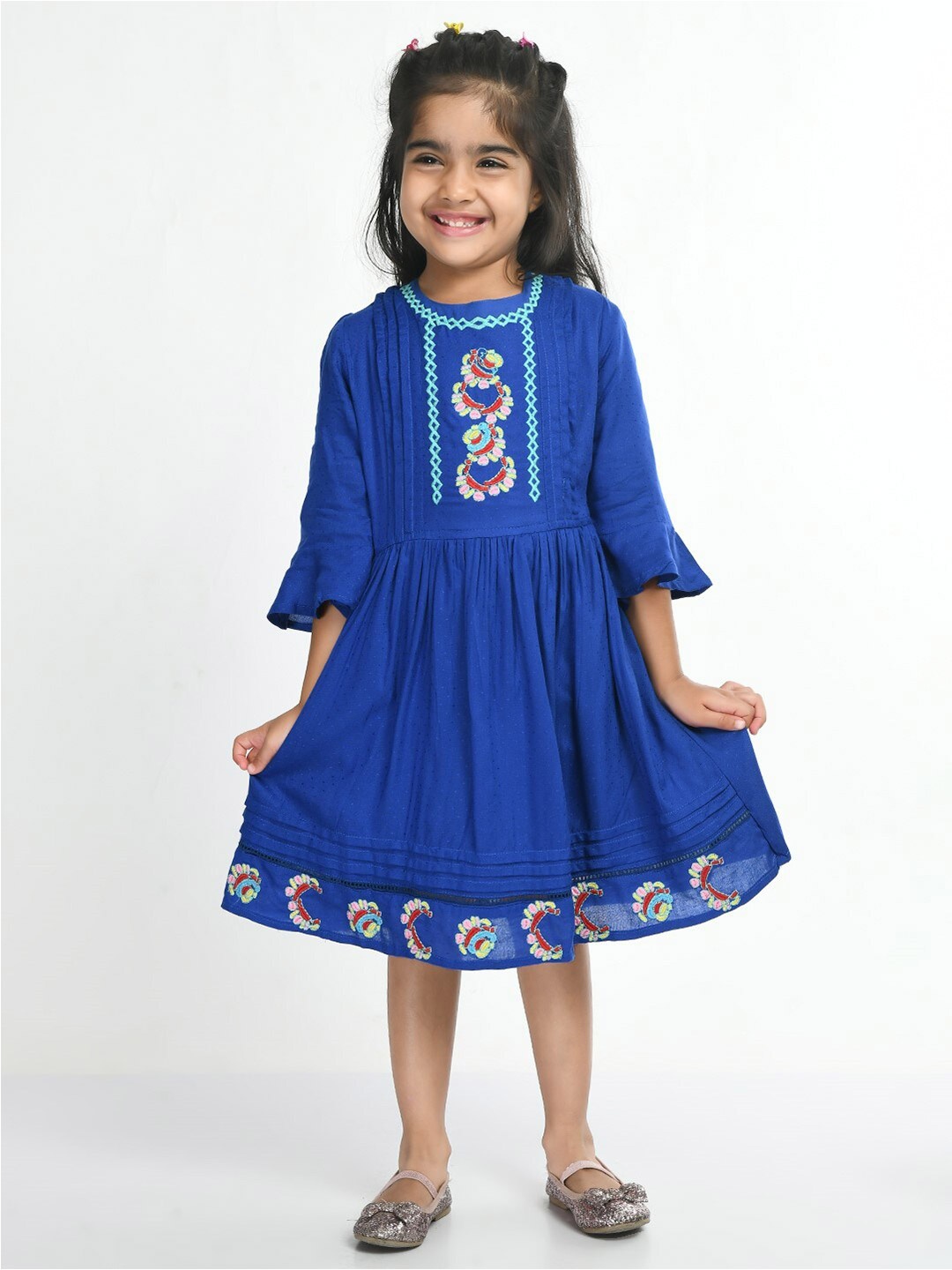 

Bella Moda Ethnic Motifs Embroidered Cotton Dress, Blue