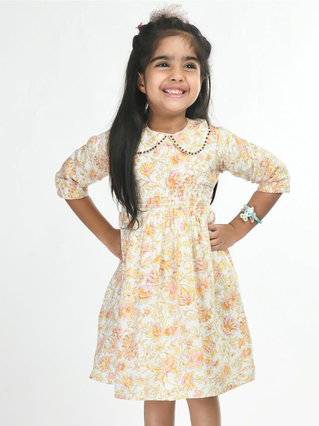 

Bella Moda Floral Peter Pan Collar Dress, Yellow
