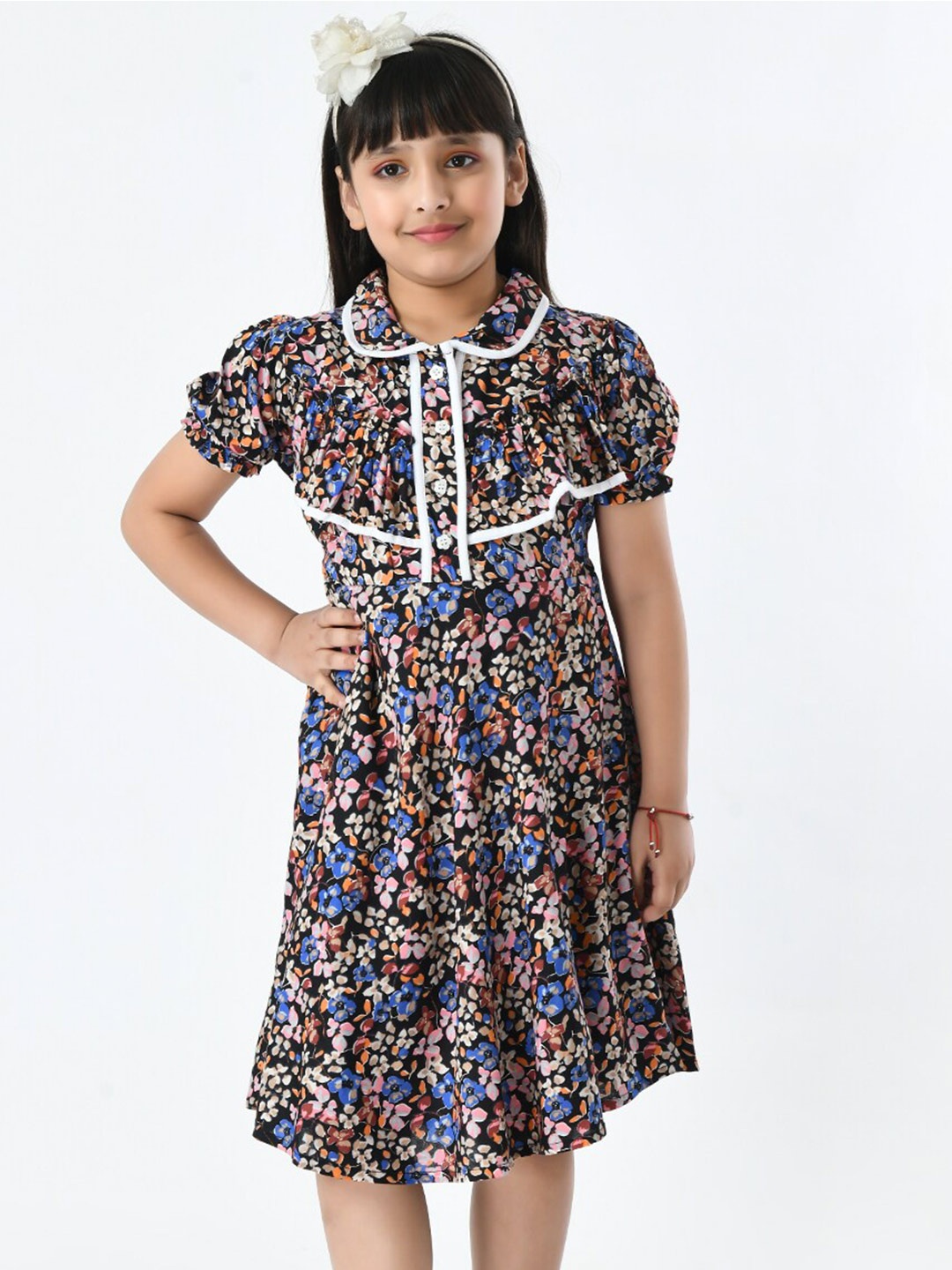 

Bella Moda Girls Floral Peter Pan Collar Dress, Multi