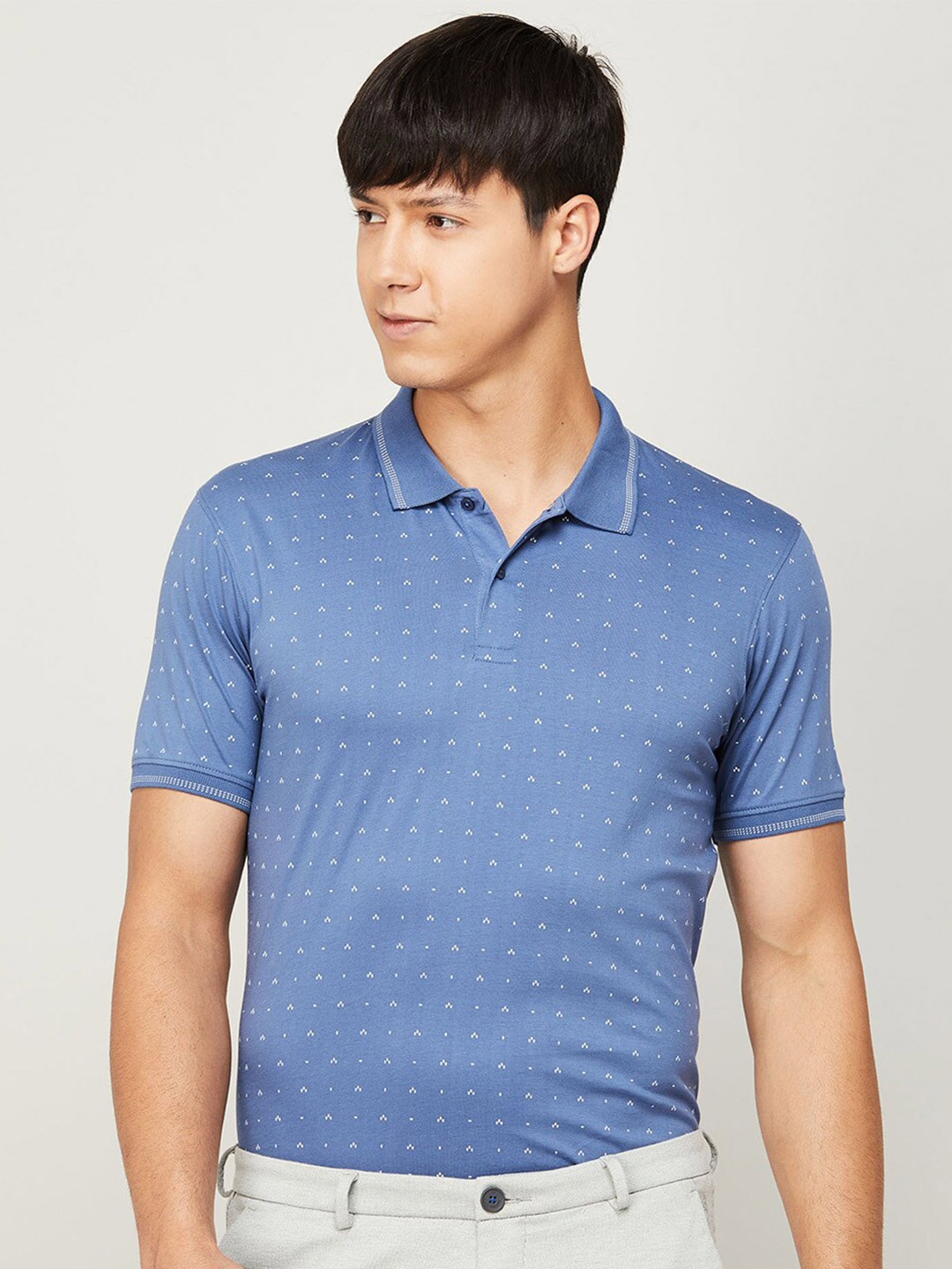 

CODE by Lifestyle Men Cotton Printed Polo Collar T-shirt, Navy blue