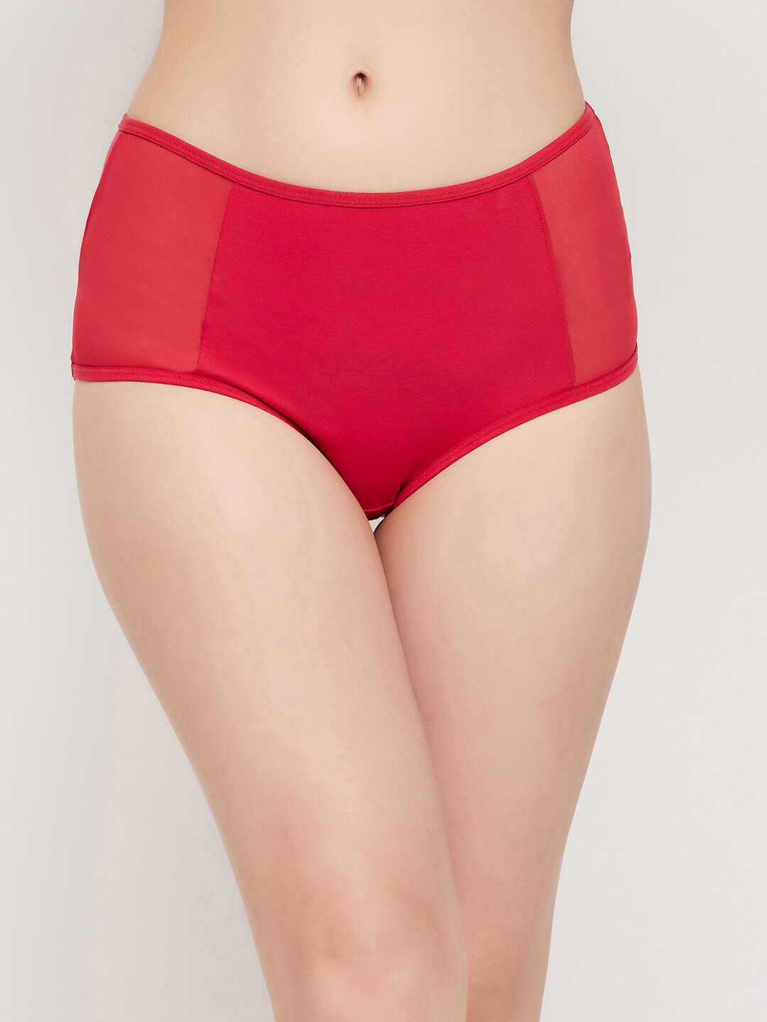 

Clovia Women High Waist Cotton Hipster Briefs, Red
