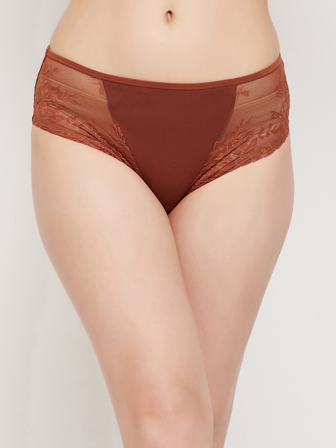 

Clovia Mid Waist Hipster Briefs, Brown
