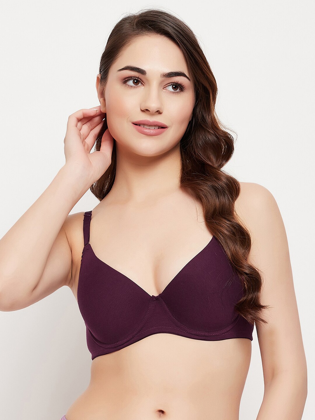 

Clovia Level 1 Push-Up Padded Non-Wired Demi Cup Multiway T-shirt Bra, Purple